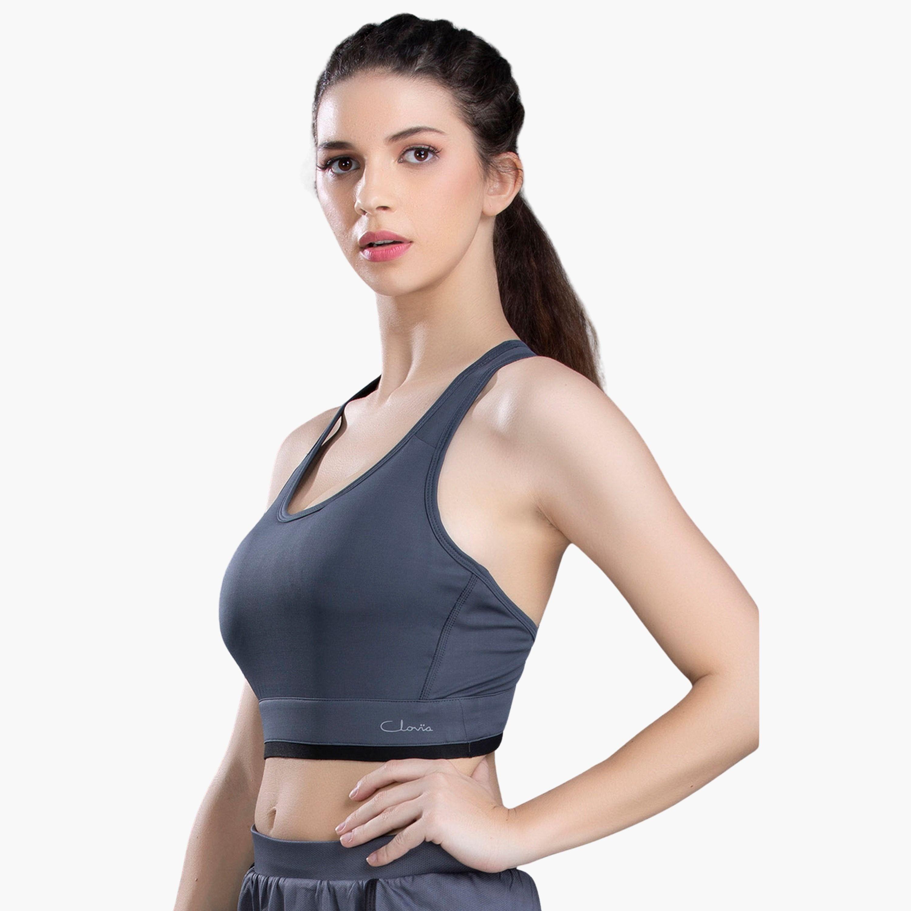حمالة صدر رياضية مبطنة متوسطة التأثير بظهر ريسر شبكي-sports-women-clothing-sportsbras-image-1