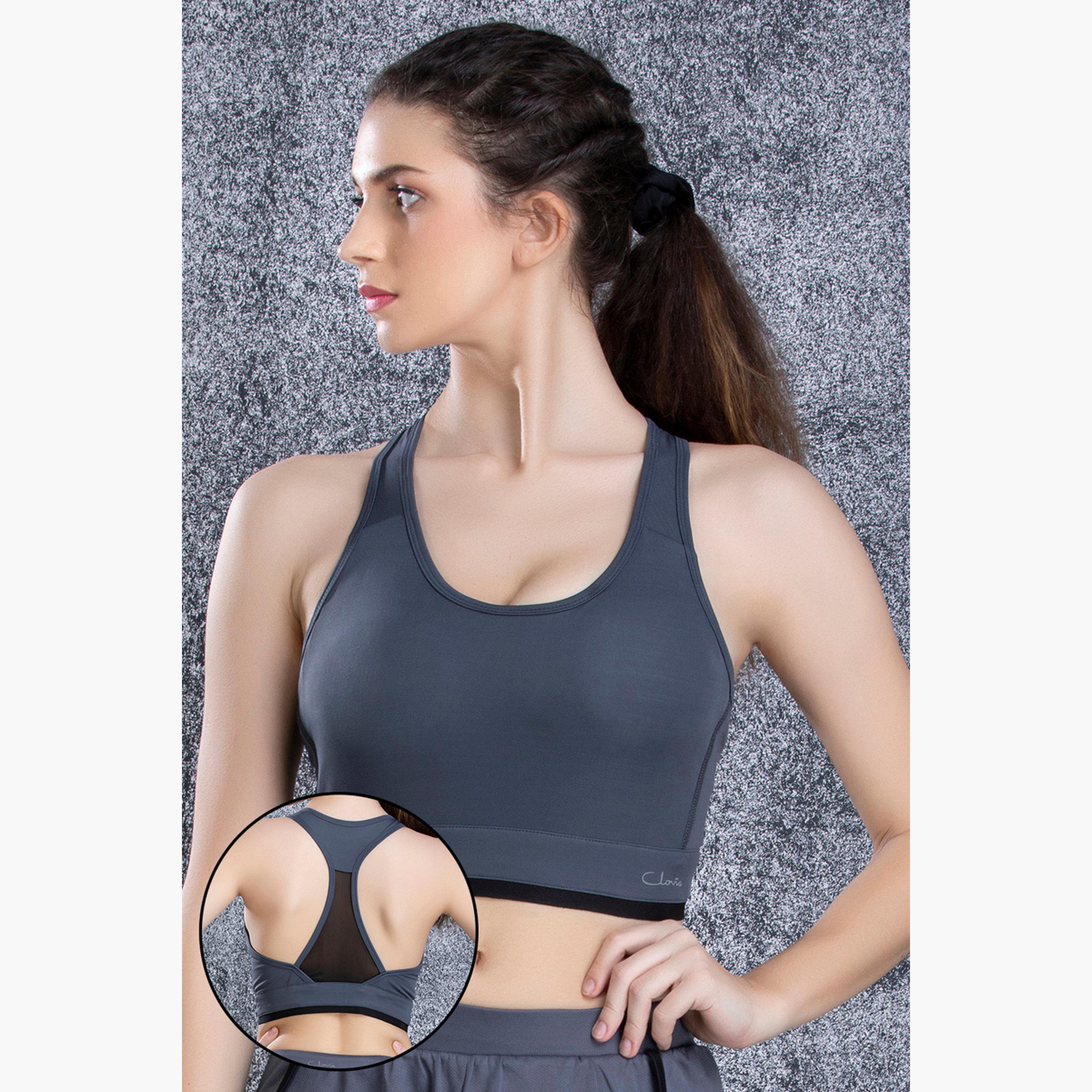 Clovia Medium Impact Padded Sports Bra with Mesh Racerback-sports-women-clothing-sportsbras-image-2