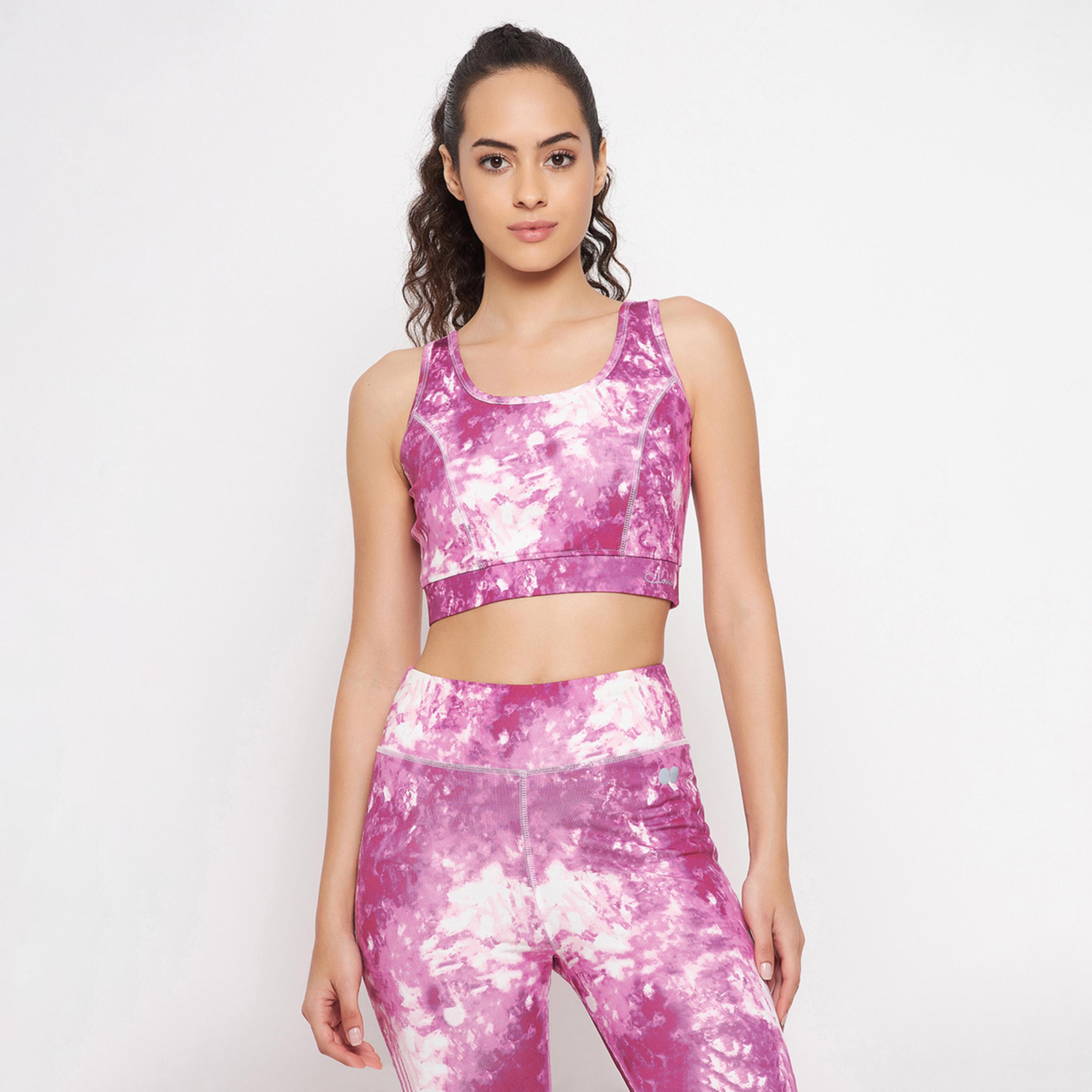 Clovia Medium Impact Padded Non-Wired Marble Print Sports Bra-sports-women-clothing-sportsbras-image-1