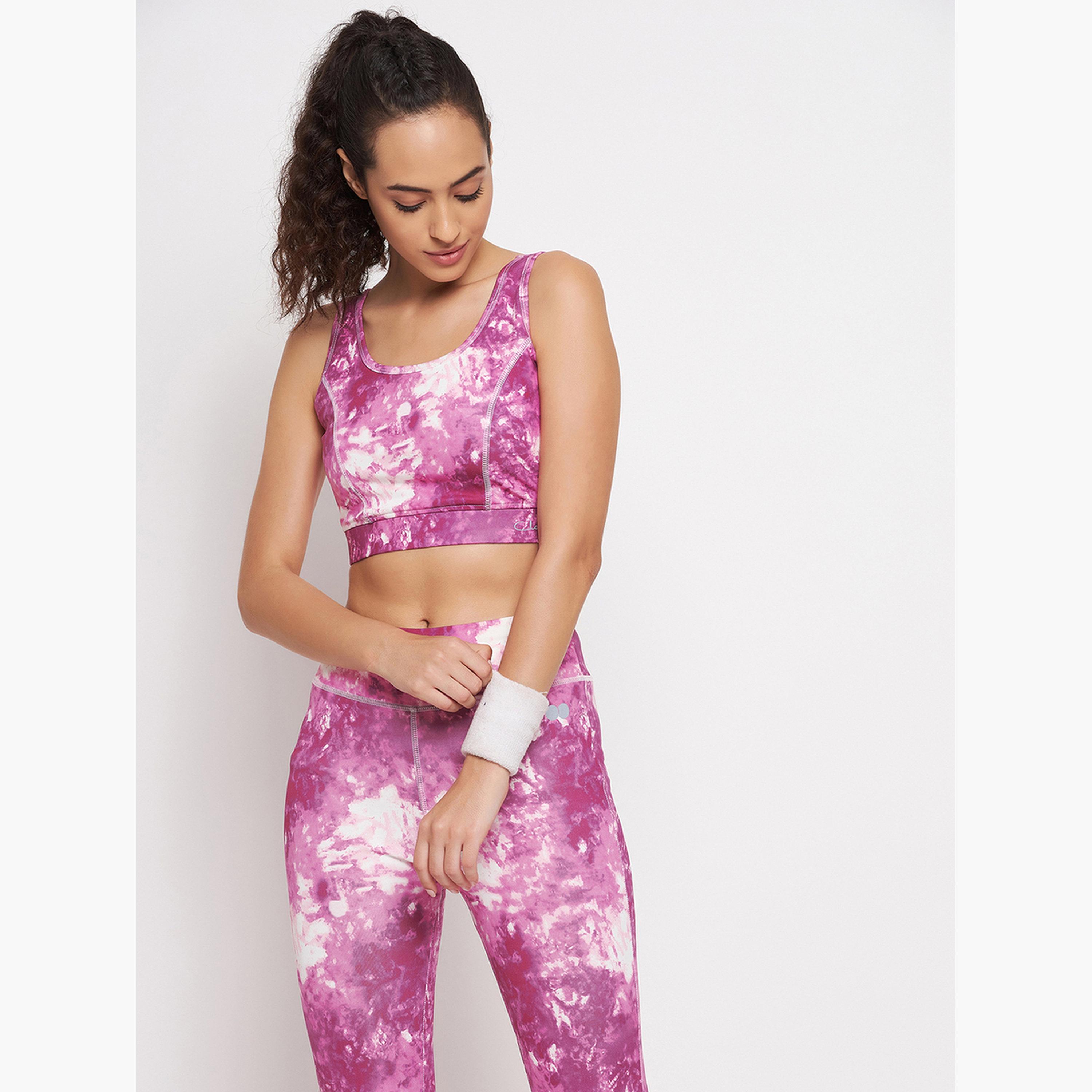 Clovia Medium Impact Padded Non-Wired Marble Print Sports Bra-sports-women-clothing-sportsbras-image-2