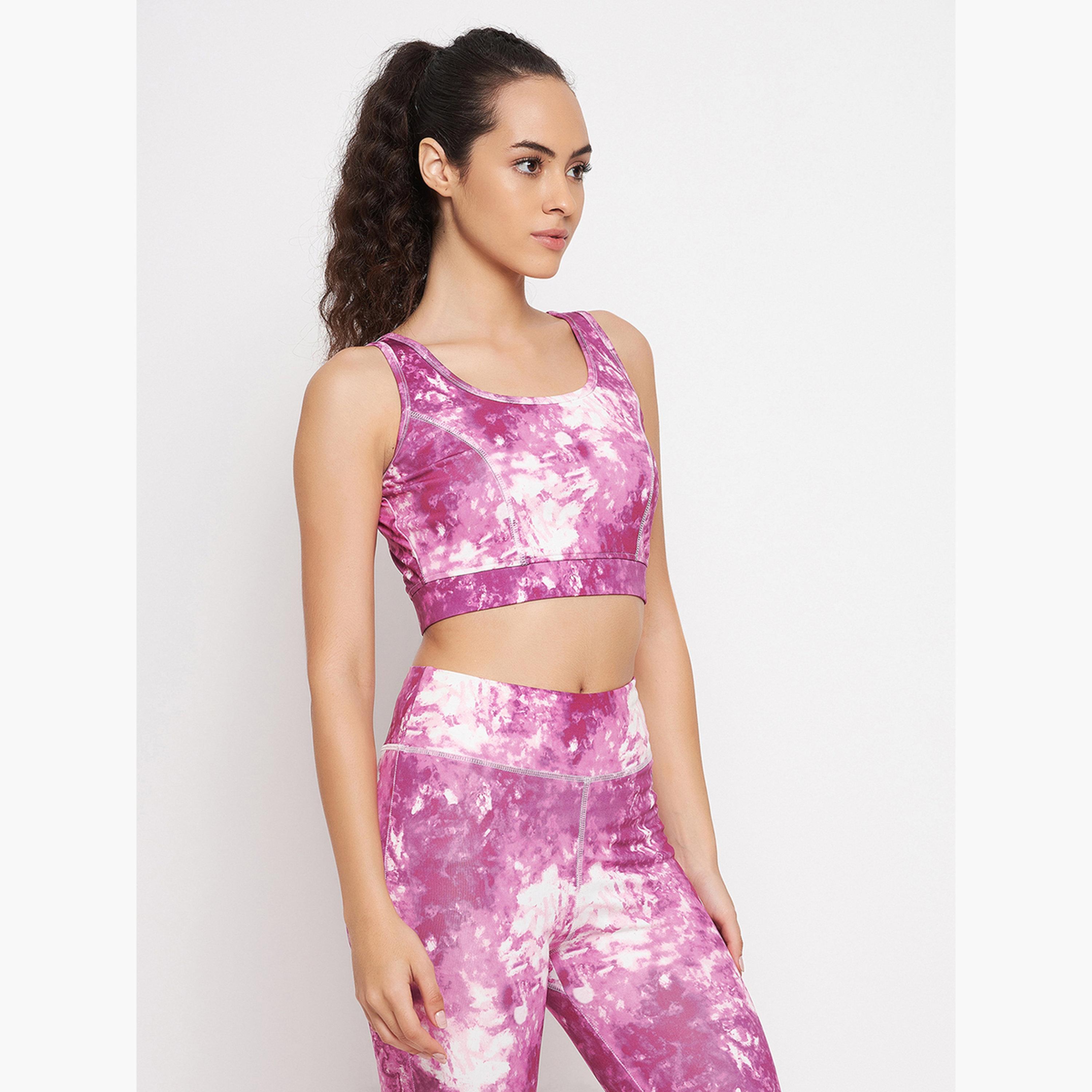 Clovia Medium Impact Padded Non-Wired Marble Print Sports Bra-sports-women-clothing-sportsbras-image-4