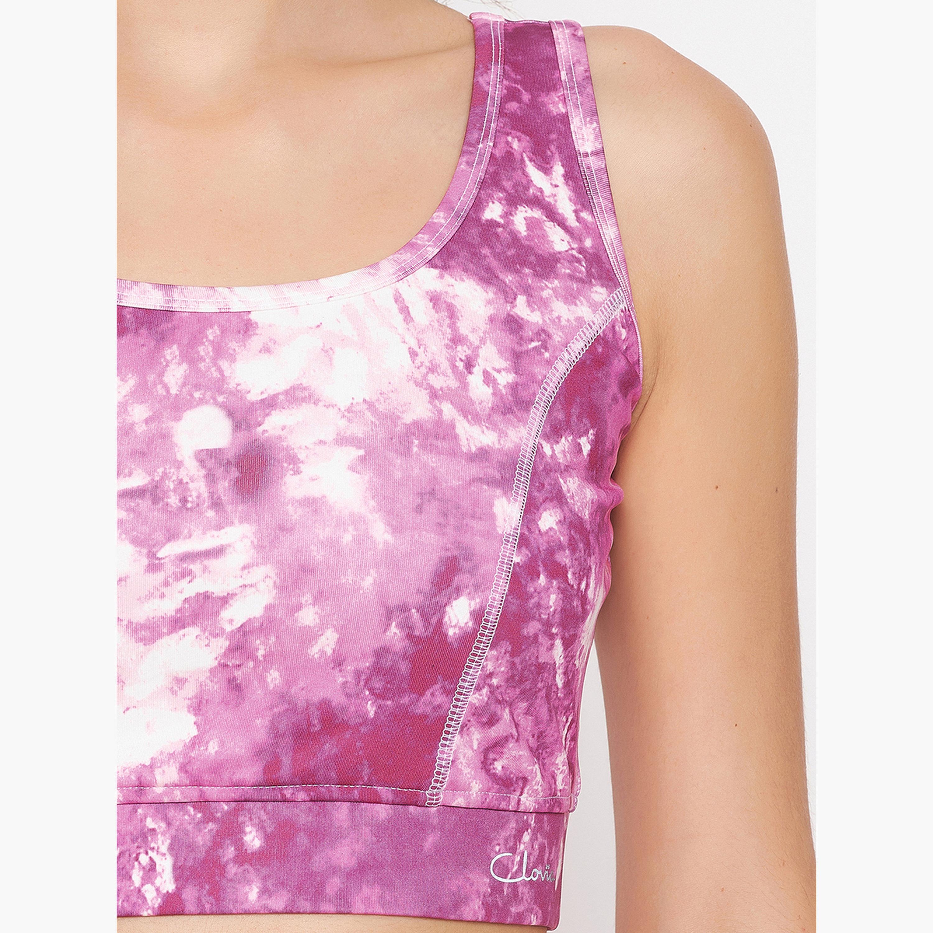 كلوفيا - حمالة صدر رياضية مبطنة متوسطة التأثير بدون أسلاك مطبوعة بالرخام-sports-women-clothing-sportsbras-image-6