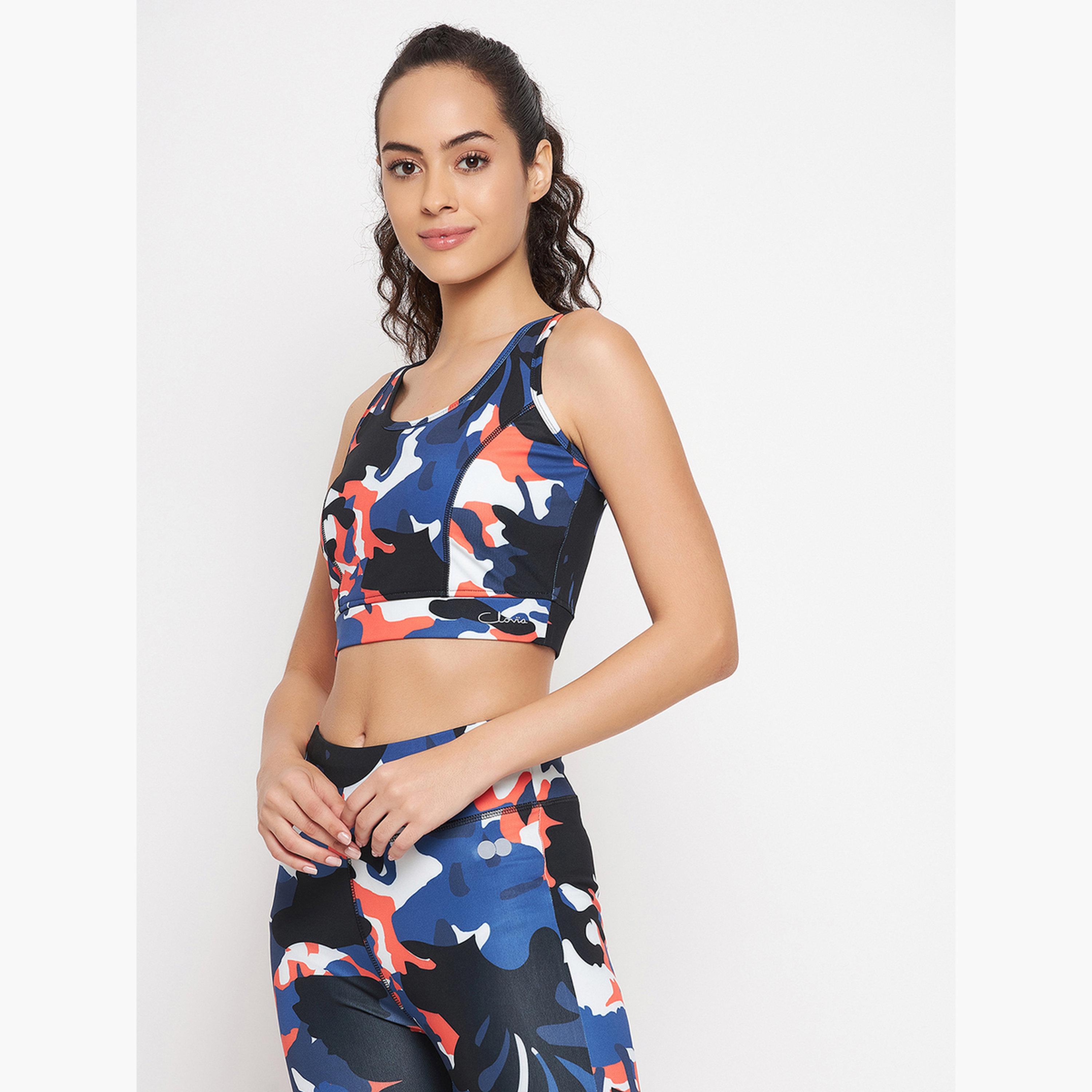Clovia Medium Impact Padded Non-Wired Camouflage Print Sports Bra-sports-women-clothing-sportsbras-image-2