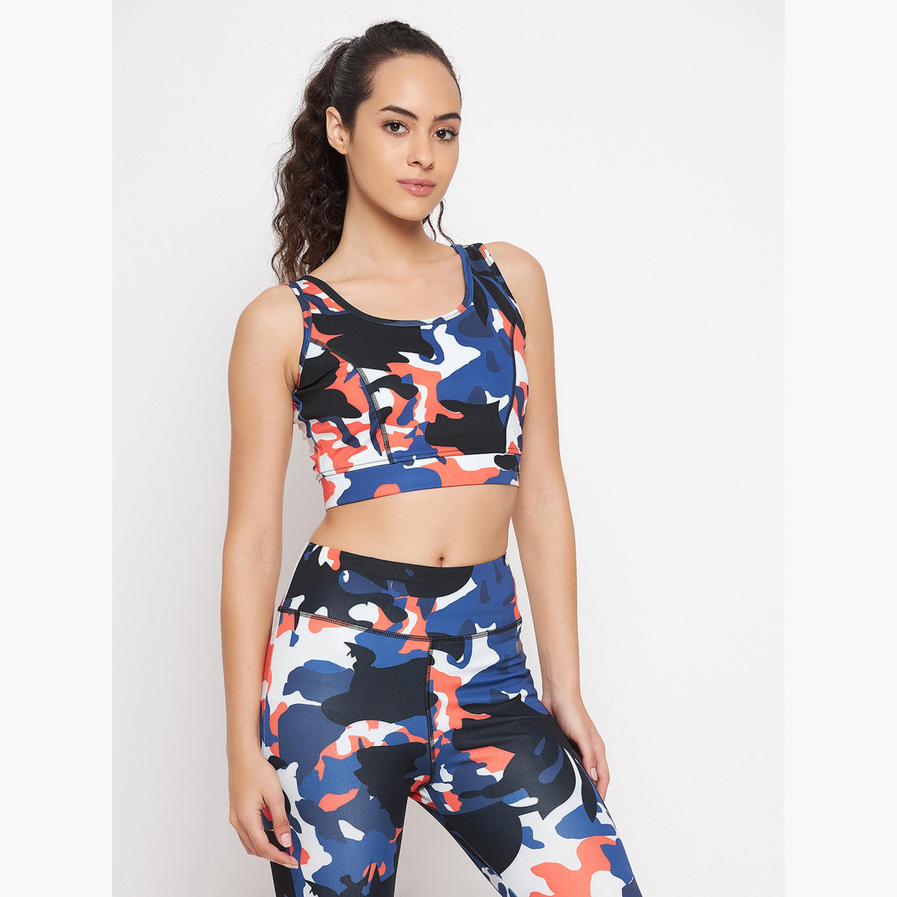 Clovia Medium Impact Padded Non-Wired Camouflage Print Sports Bra-sports-women-clothing-sportsbras-image-3