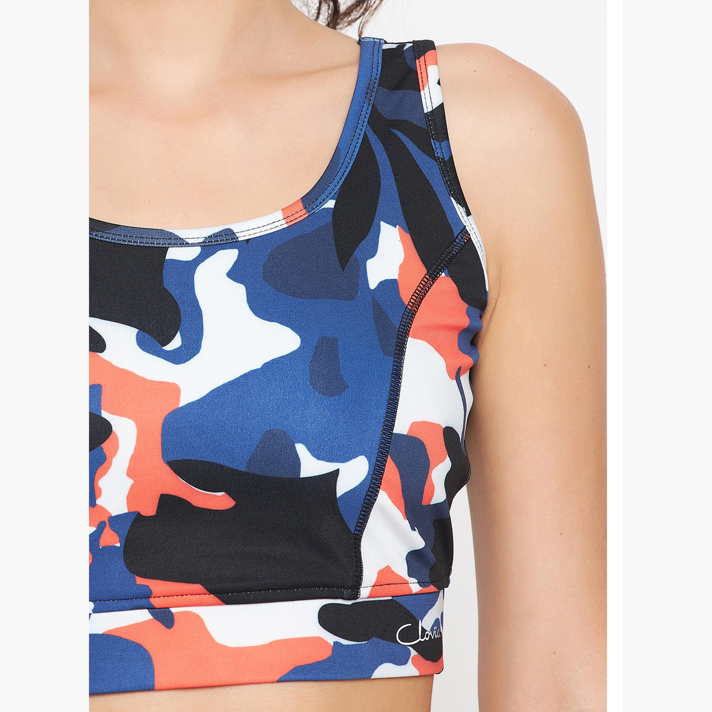 Clovia Medium Impact Padded Non-Wired Camouflage Print Sports Bra-sports-women-clothing-sportsbras-image-5