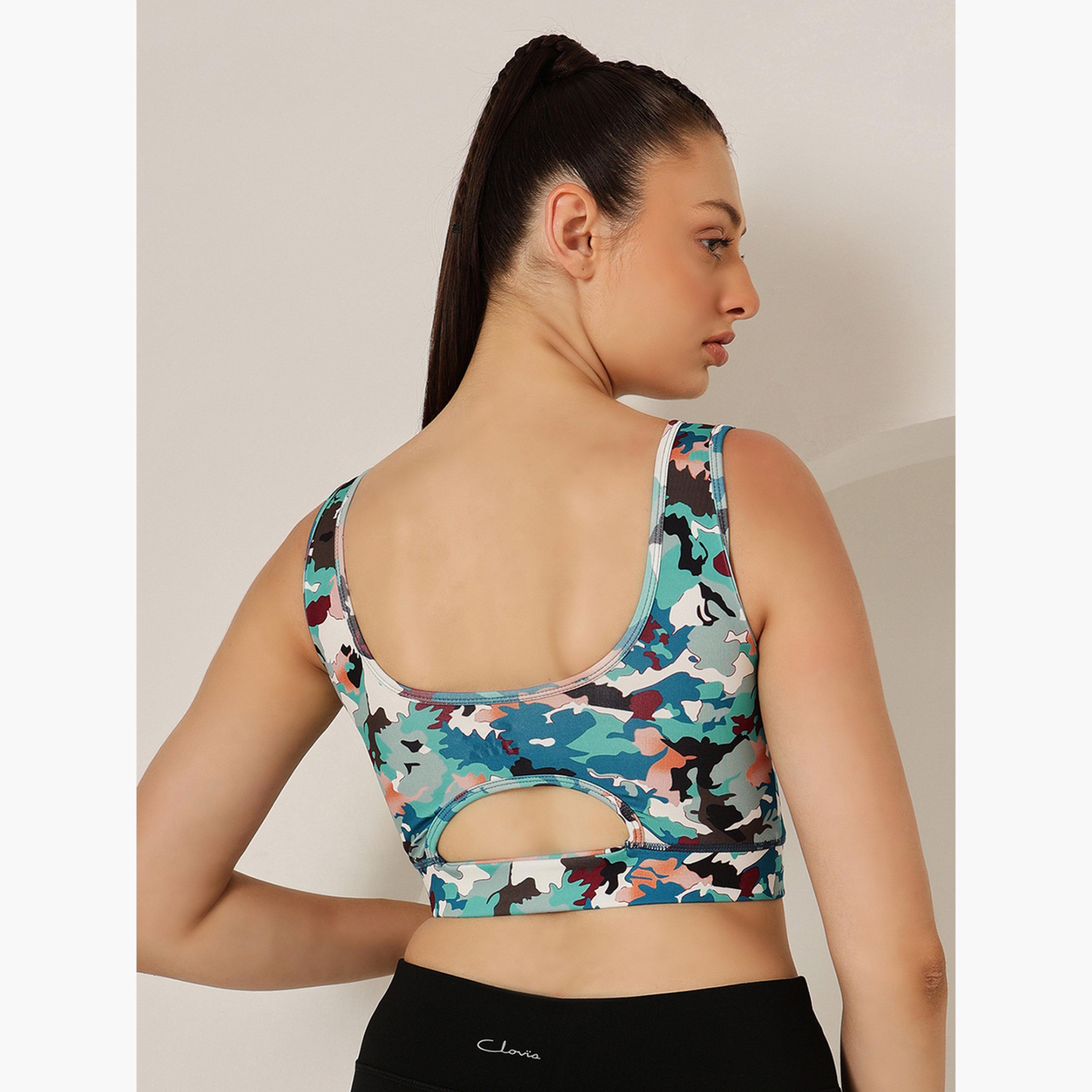 Clovia Medium Impact Padded Camouflage Print Sports Bra-sports-women-clothing-sportsbras-image-3