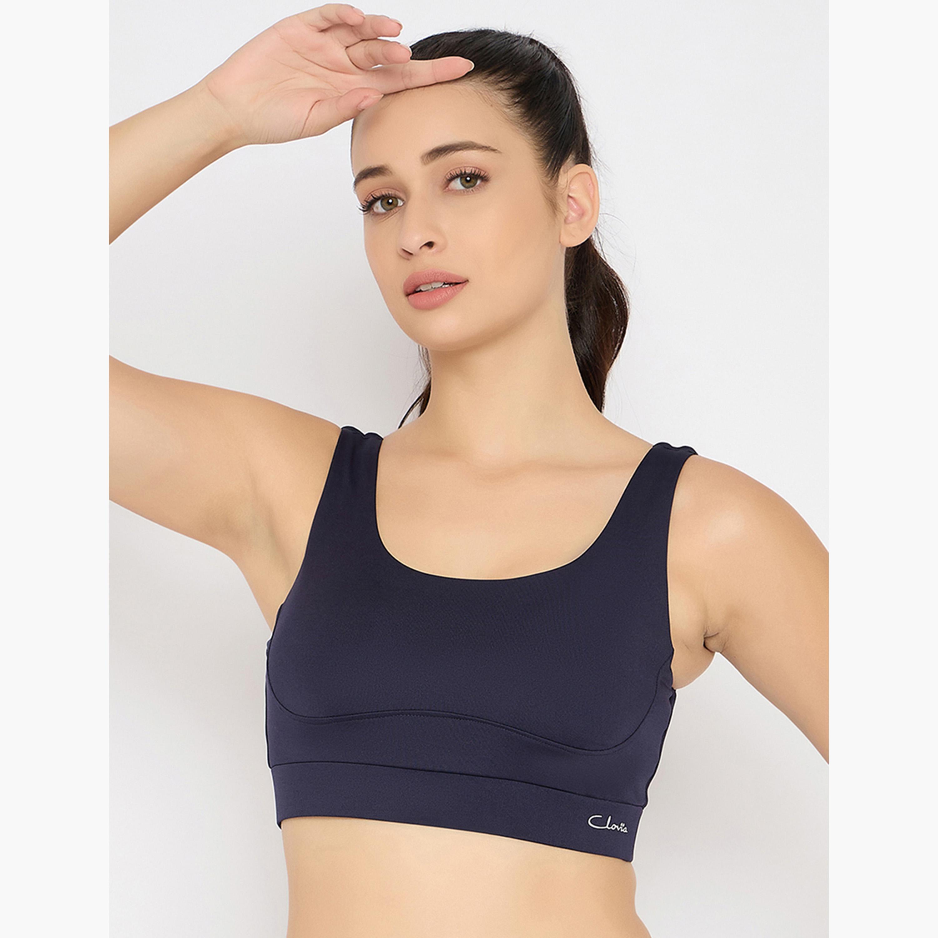 كلوفيا - حمالة صدر رياضية متوسطة التأثير لون أزرق البحري مع أكواب قابلة للإزالة-sports-women-clothing-sportsbras-image-5