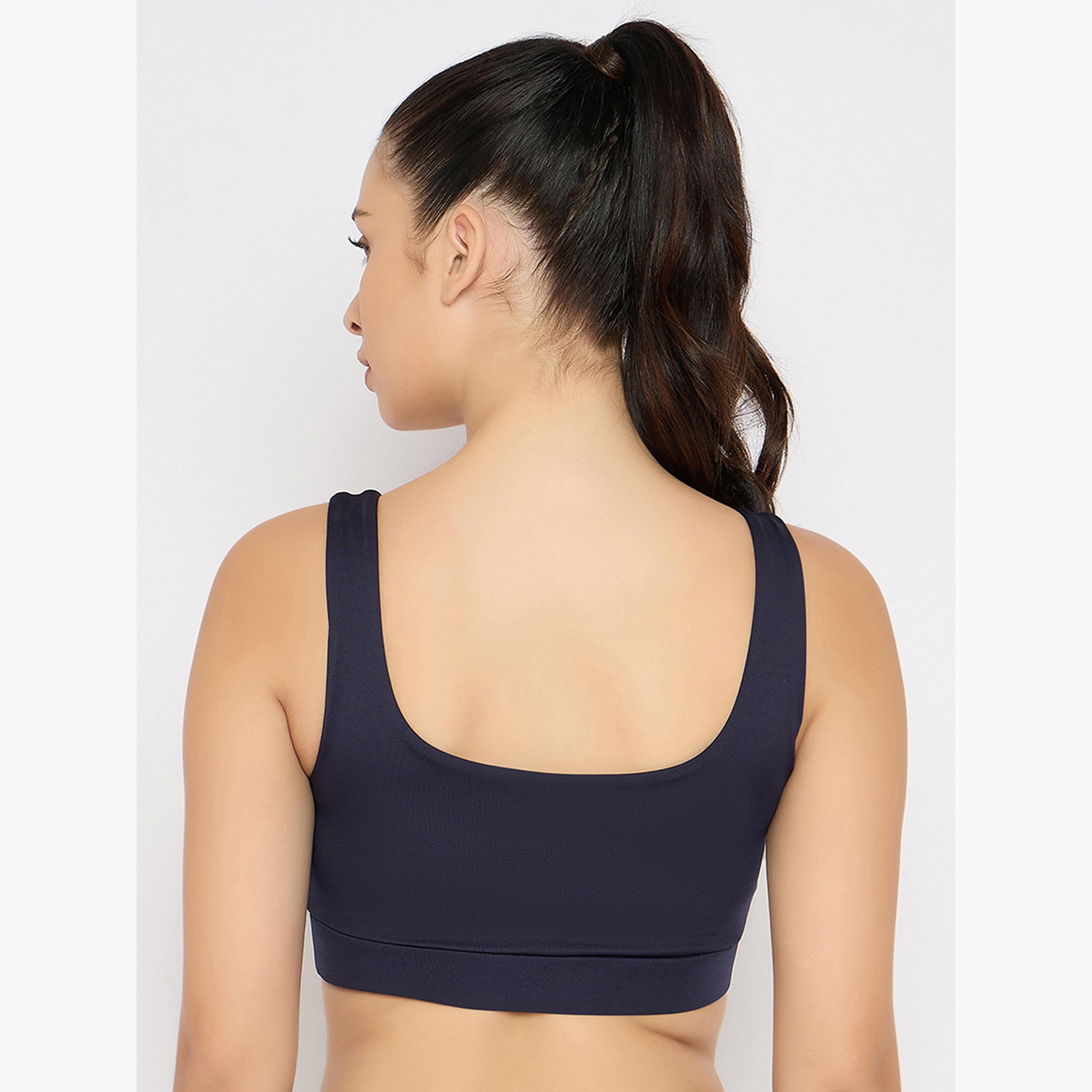 كلوفيا - حمالة صدر رياضية متوسطة التأثير لون أزرق البحري مع أكواب قابلة للإزالة-sports-women-clothing-sportsbras-image-2