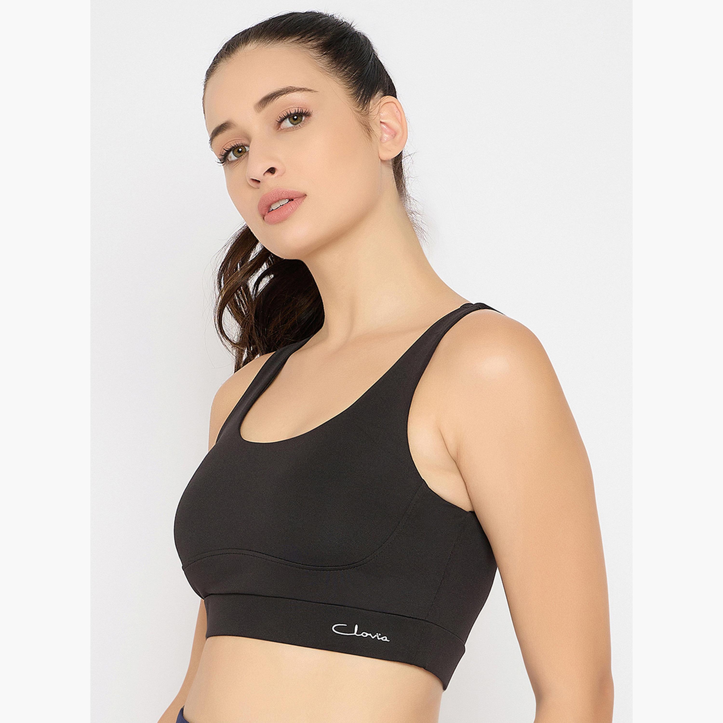 Clovia Black Medium Impact Sports Bra with Removable Cups-sports-women-clothing-sportsbras-image-2