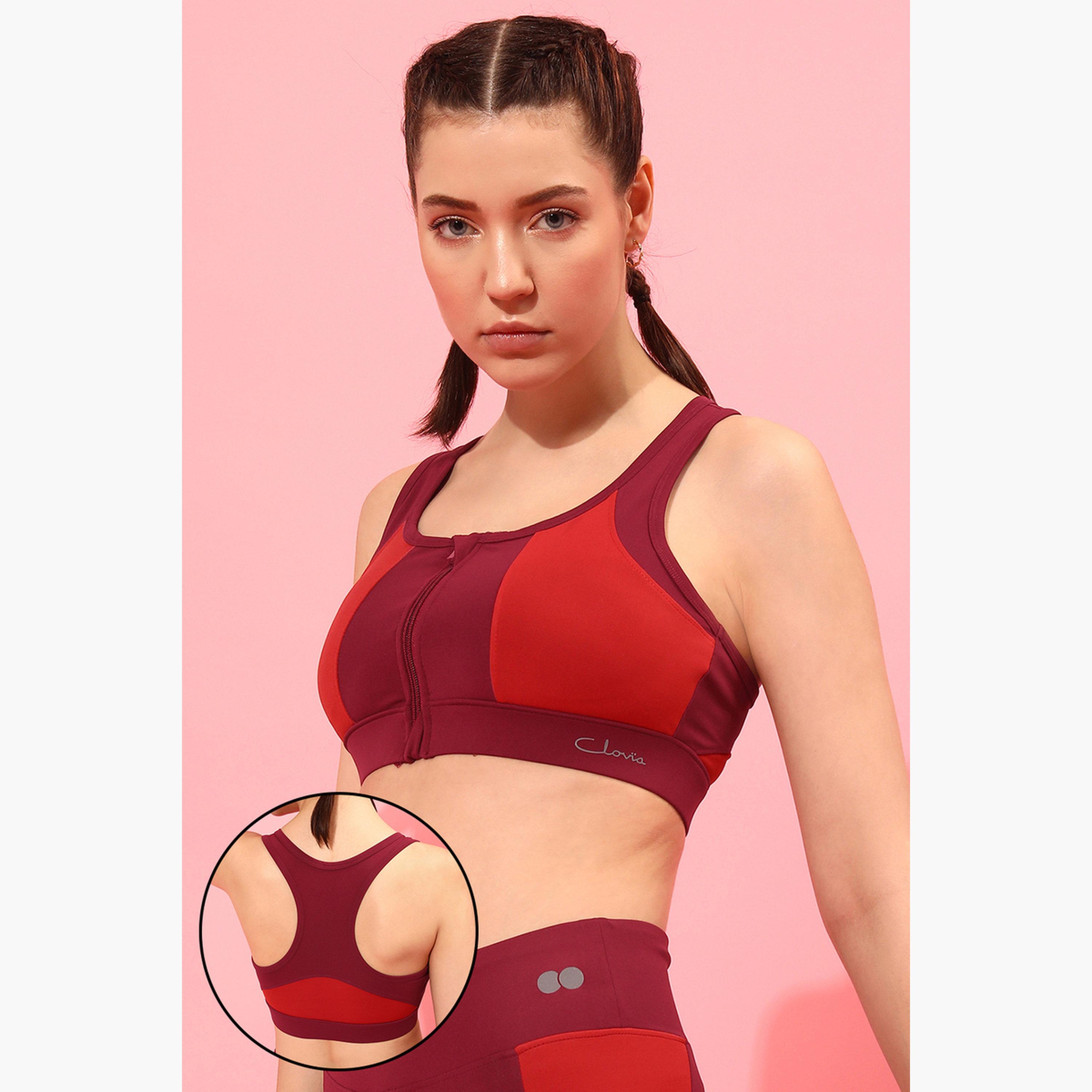 حمالة صدر رياضية مبطنة بألوان متباينة وظهر ريسر-sports-women-clothing-sportsbras-image-2