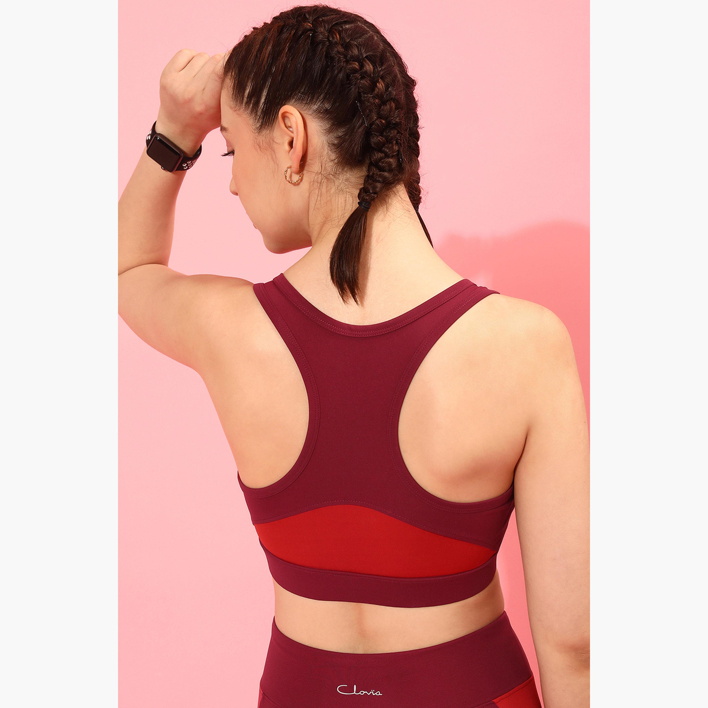 حمالة صدر رياضية مبطنة بألوان متباينة وظهر ريسر-sports-women-clothing-sportsbras-image-4