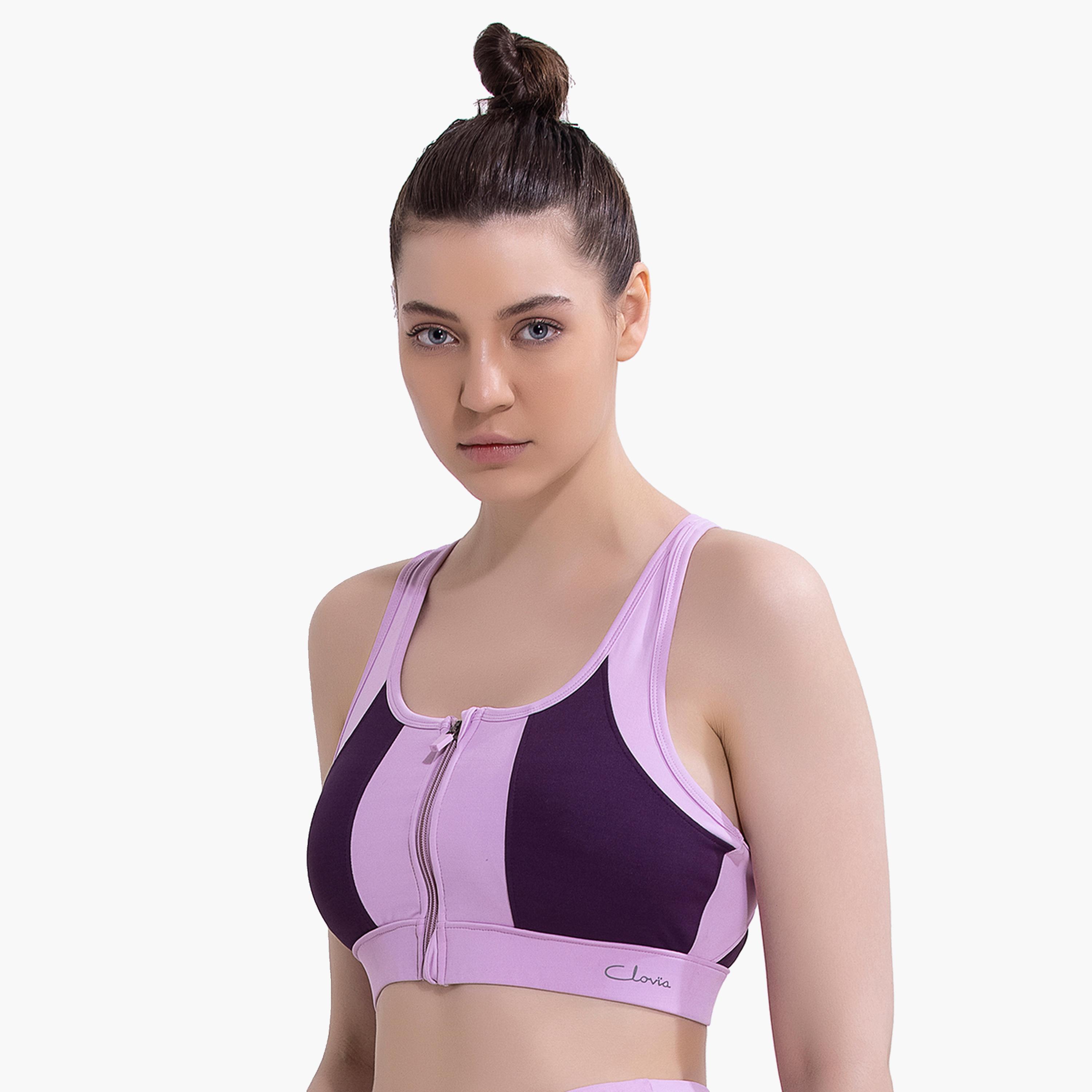 حمالة صدر رياضية مبطنة بألوان متباينة وظهر ريسر-sports-women-clothing-sportsbras-image-1