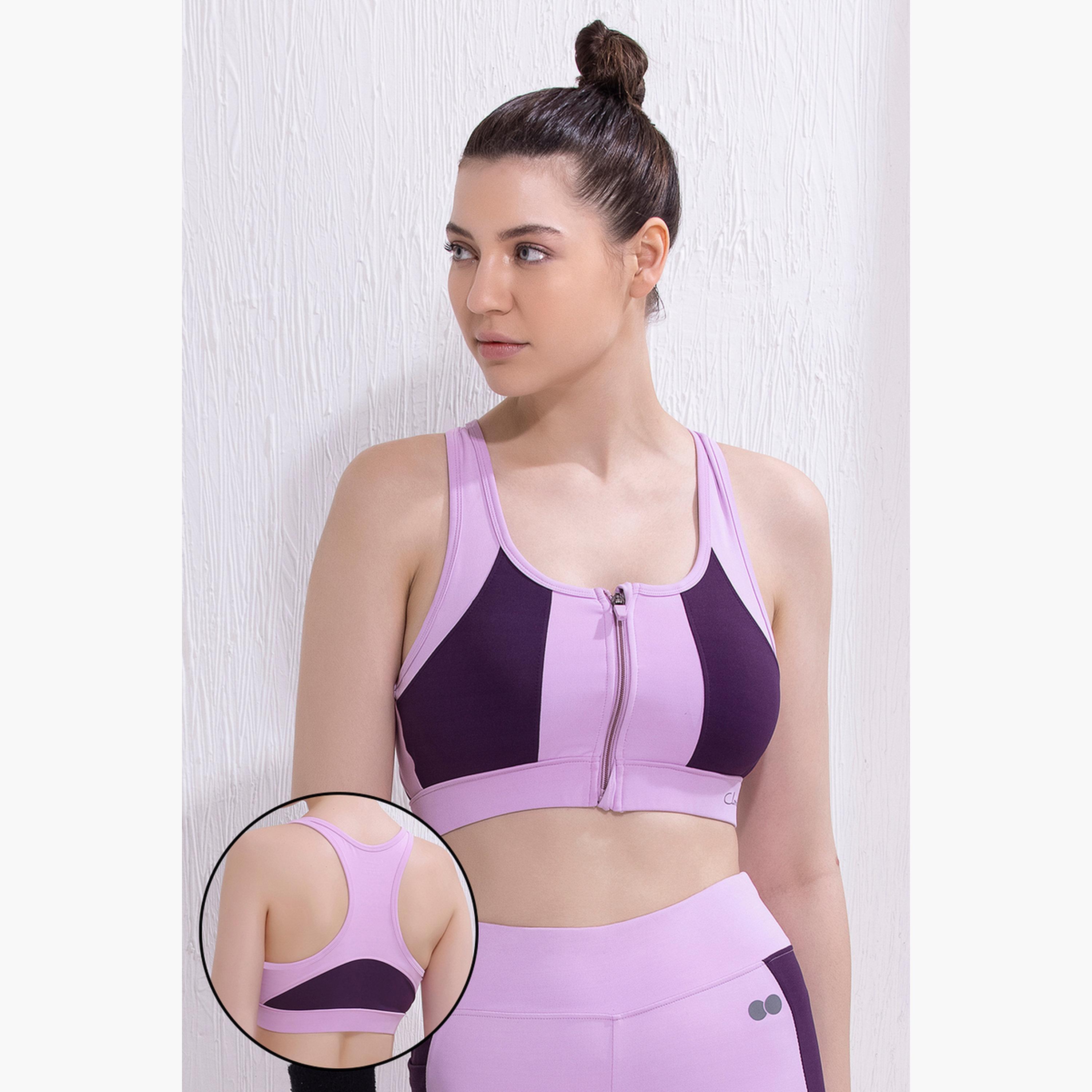 Clovia Medium Impact Padded Color Block Racerback Sports Bra-sports-women-clothing-sportsbras-image-2