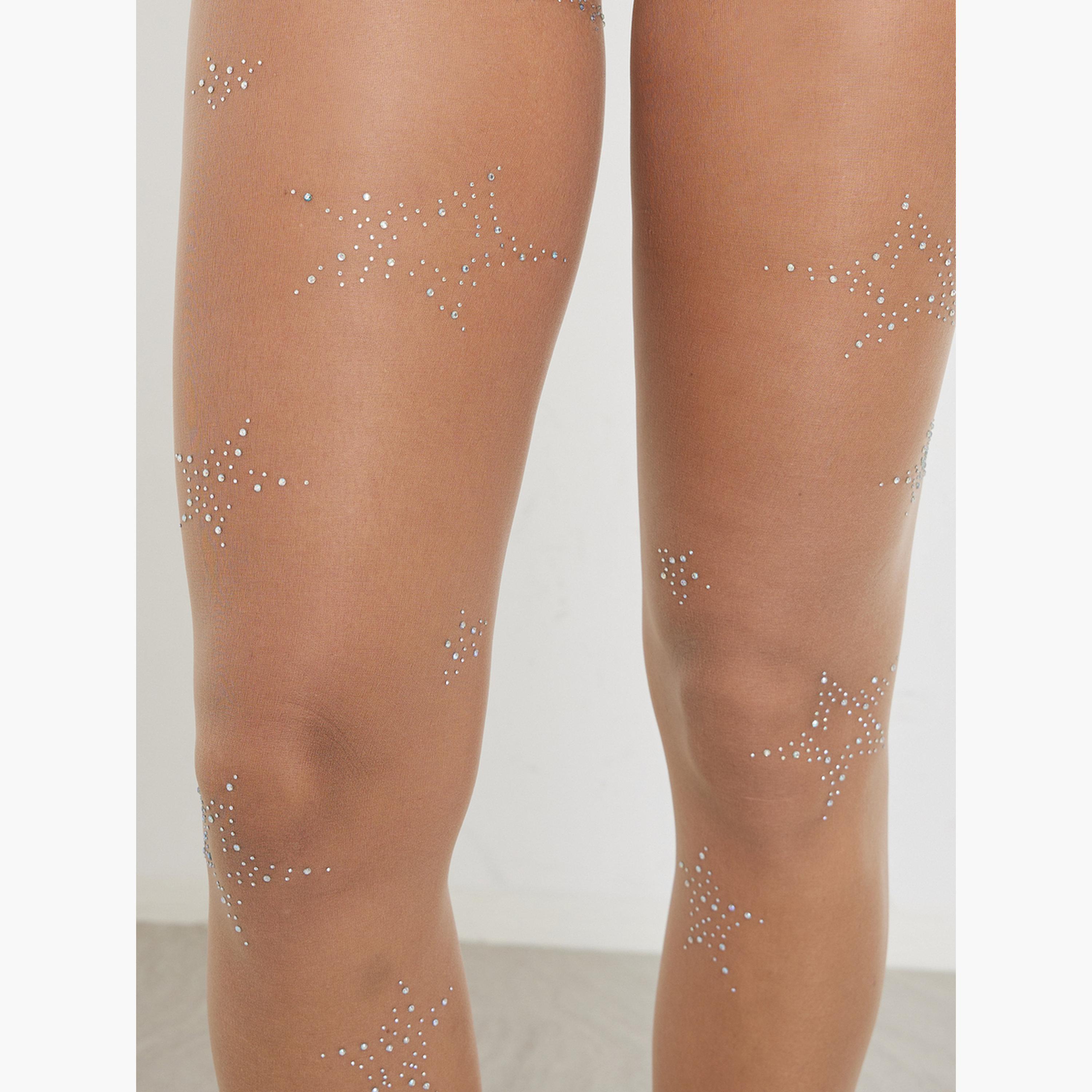 ستايلي - جوارب لون نود مزينة بنجوم-women-winterwear-socksandstockings-image-2