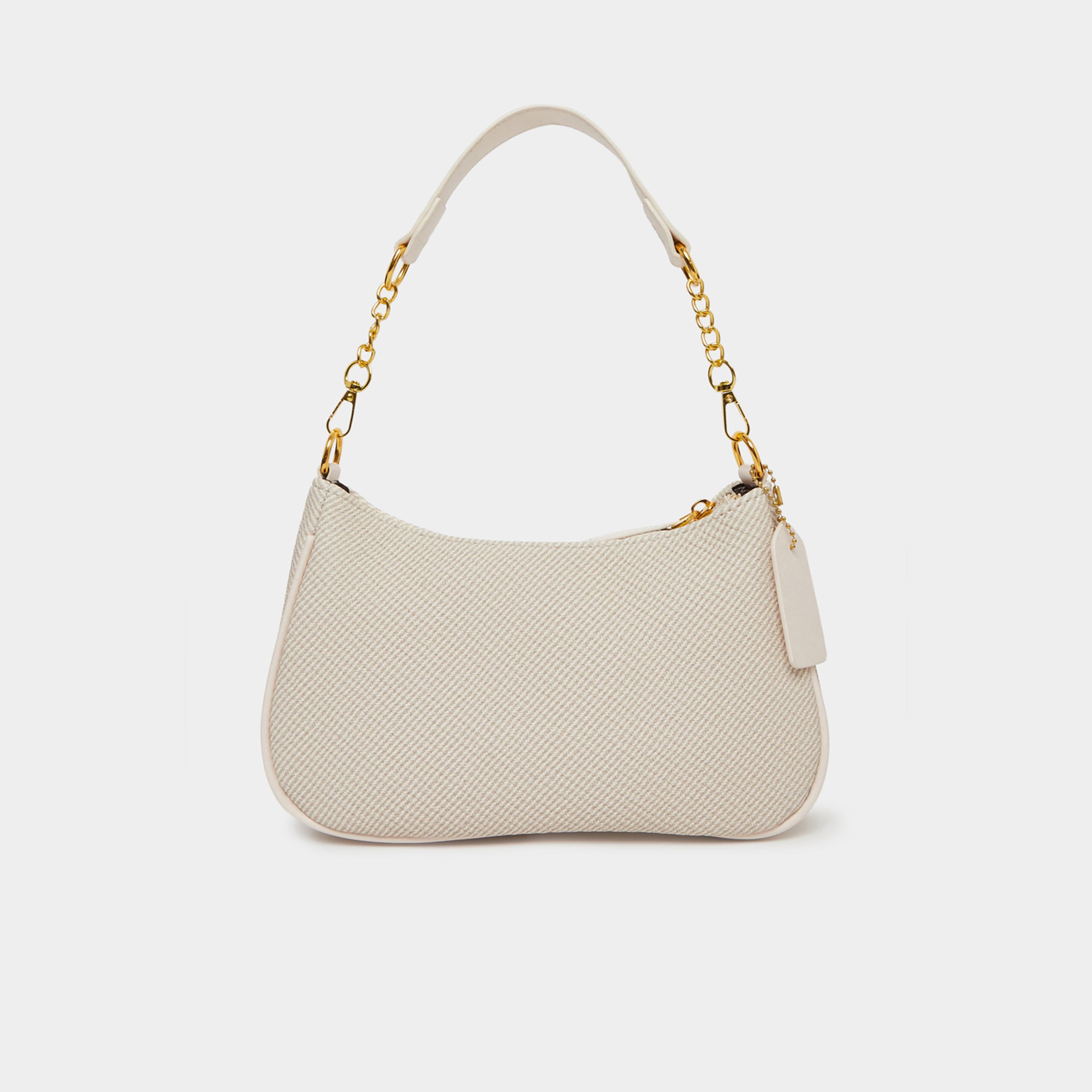 Styli Cream Baguette Bag with Chain Detail-women-bagsandwallets-handbags-image-2