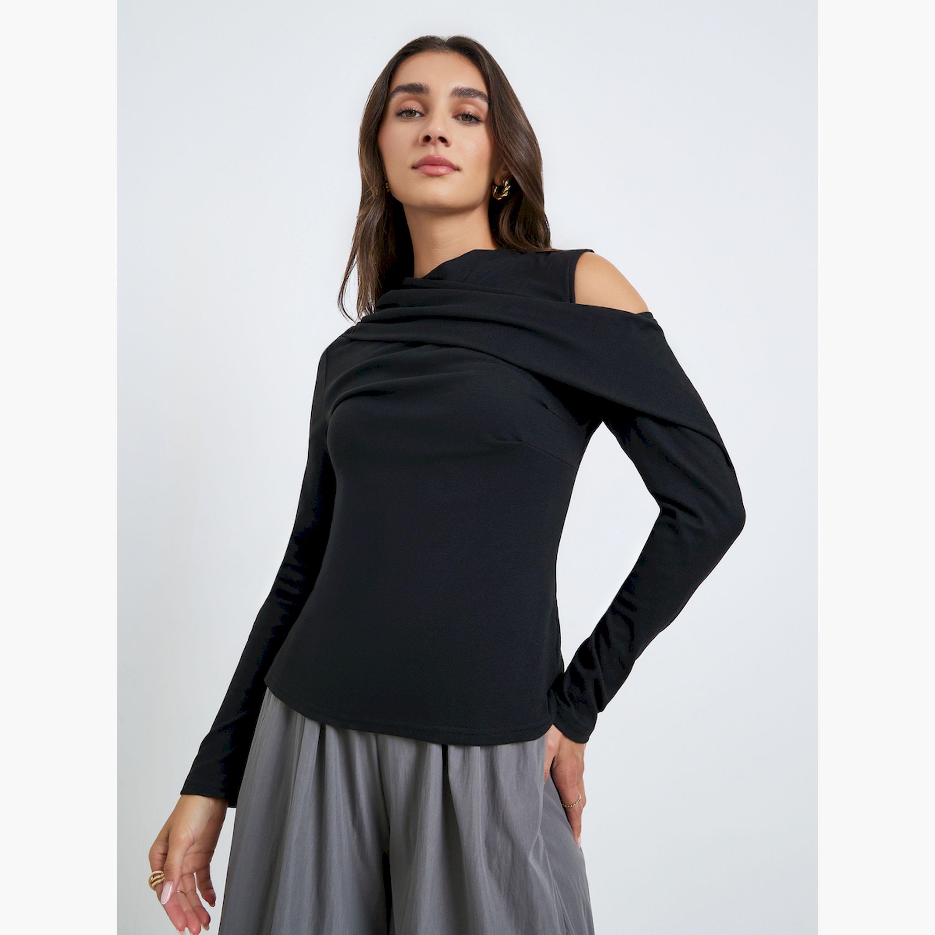 Styli Women Asymmetric Drape Knit Top-women-clothing-shirtsandblouses-blouses-image-1