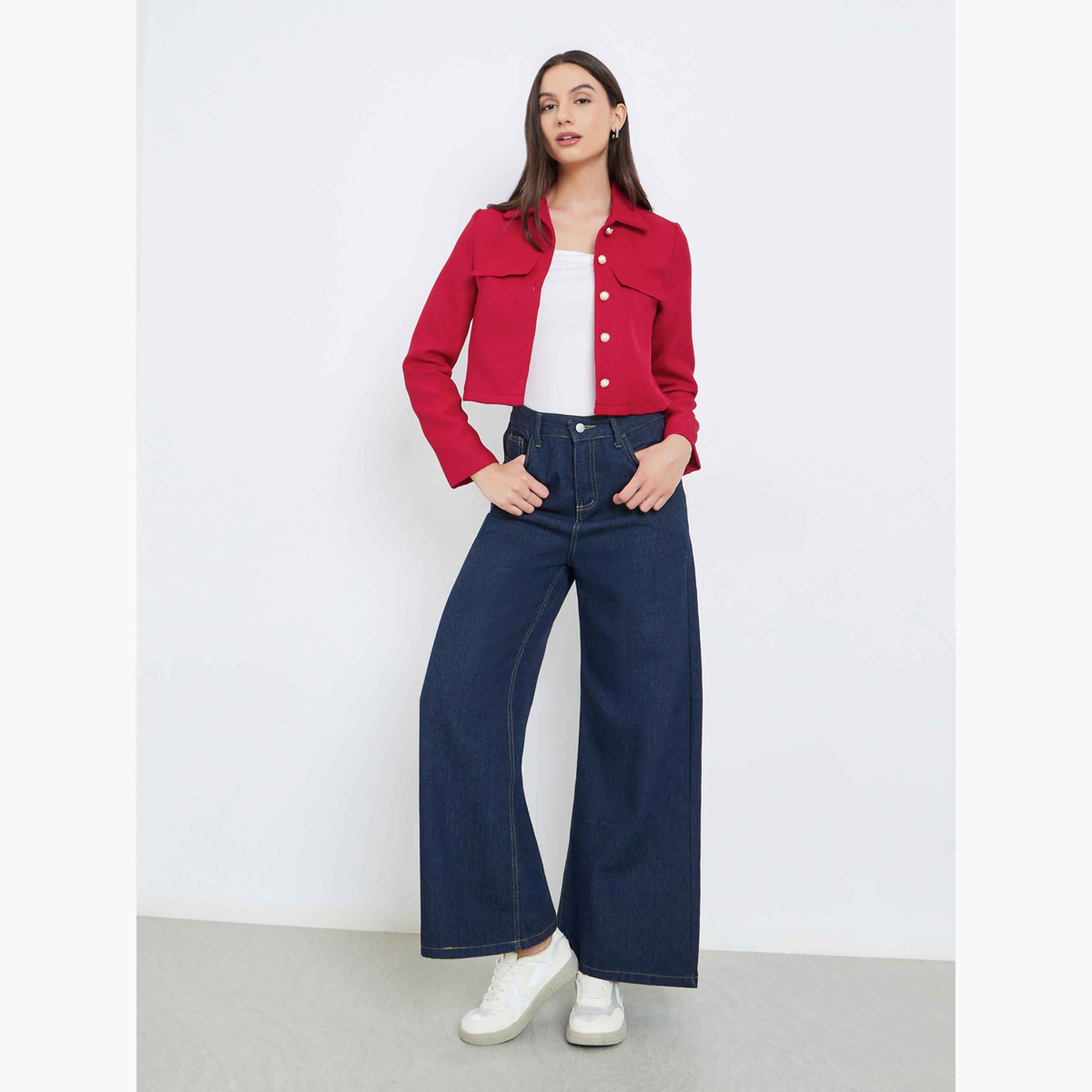 Take Two Solid Collared Long Sleeves Women's Buttoned Jacket-women-winterwear-coatsandjackets-jackets-image-2