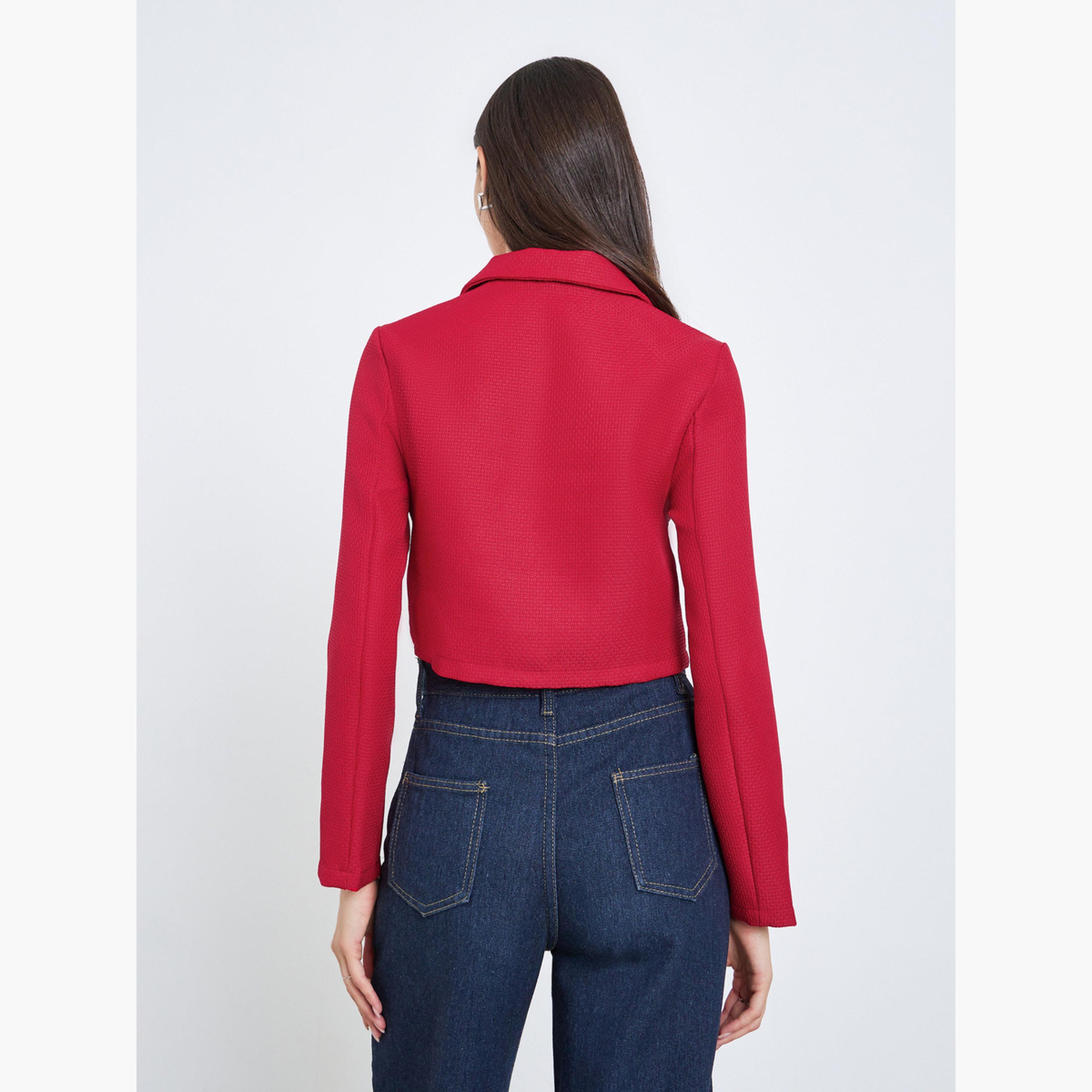 Take Two Solid Collared Long Sleeves Women's Buttoned Jacket-women-winterwear-coatsandjackets-jackets-image-4