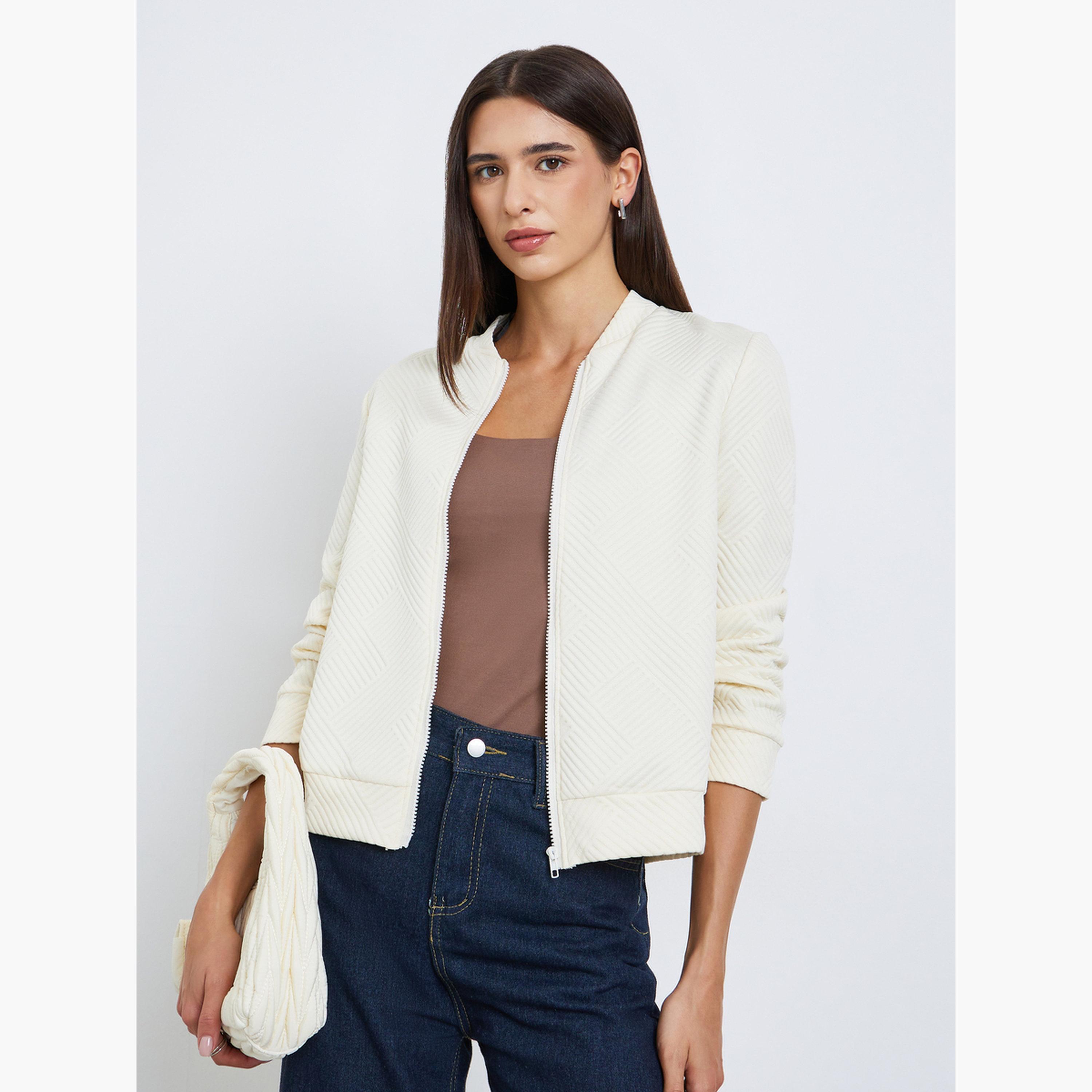 تيك تو - جاكيت نسائي بسحاب رقبة دائرية وأكمام طويلة-women-winterwear-coatsandjackets-jackets-image-1