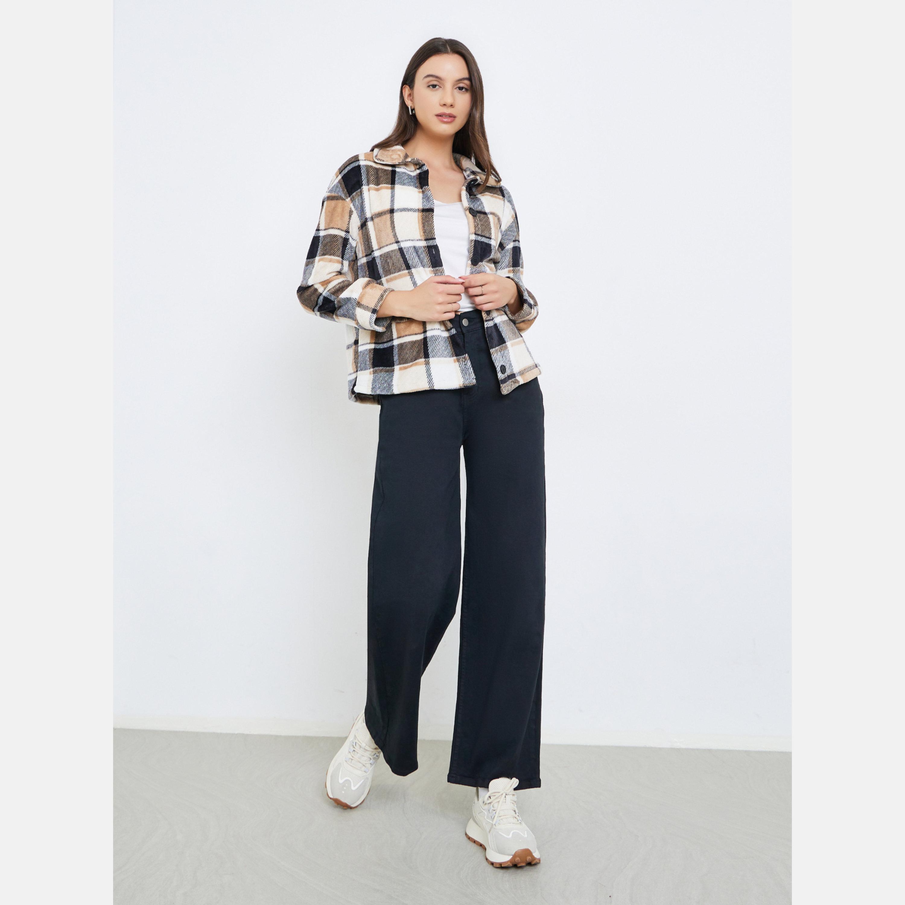 Take Two Checked Lapel Neck Long Sleeve Women's Button Front Coat-women-winterwear-coatsandjackets-jackets-image-2