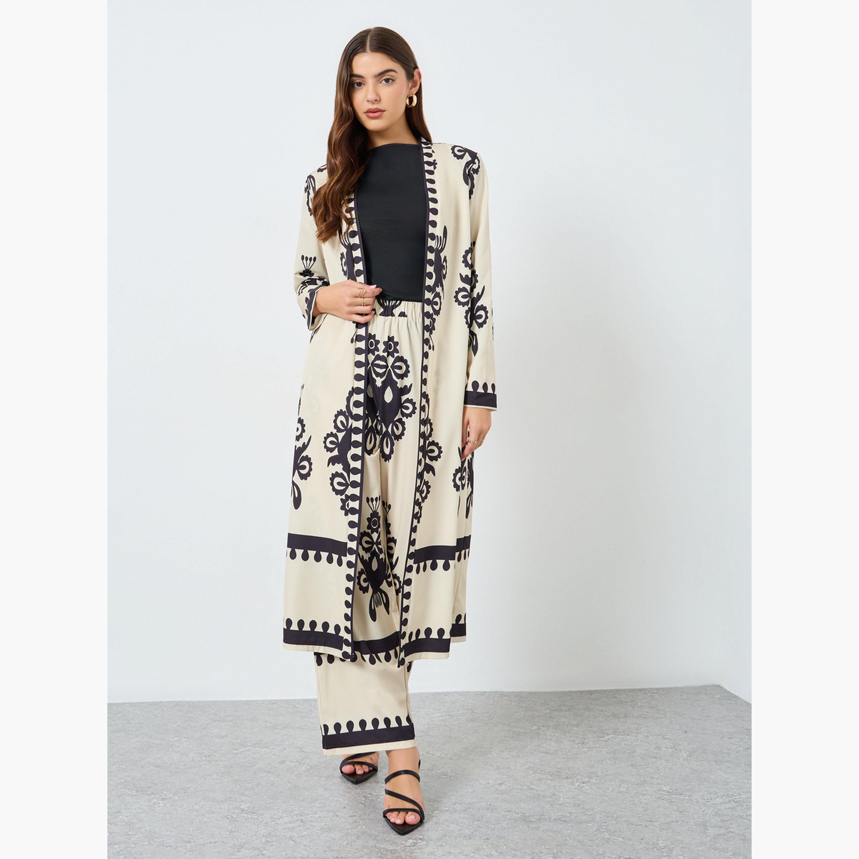 Take Two Floral Print Kimono and Wide Leg Pants Co-Ords-women-clothing-coordsets-image-1
