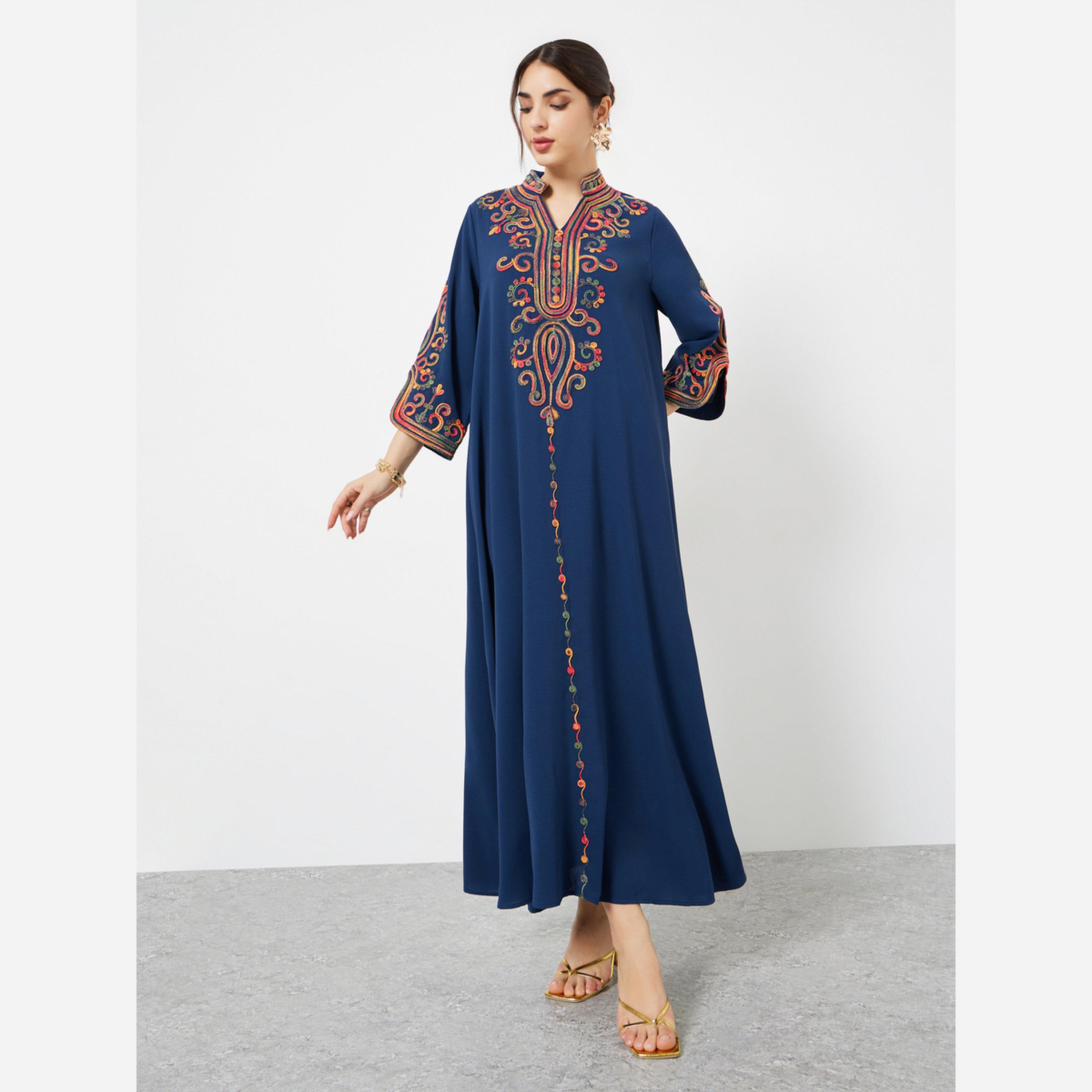 أميرة x ستايلي جلابية مطرزة بأكمام مفتوحة-women-arabicclothing-jalabiyas-image-2