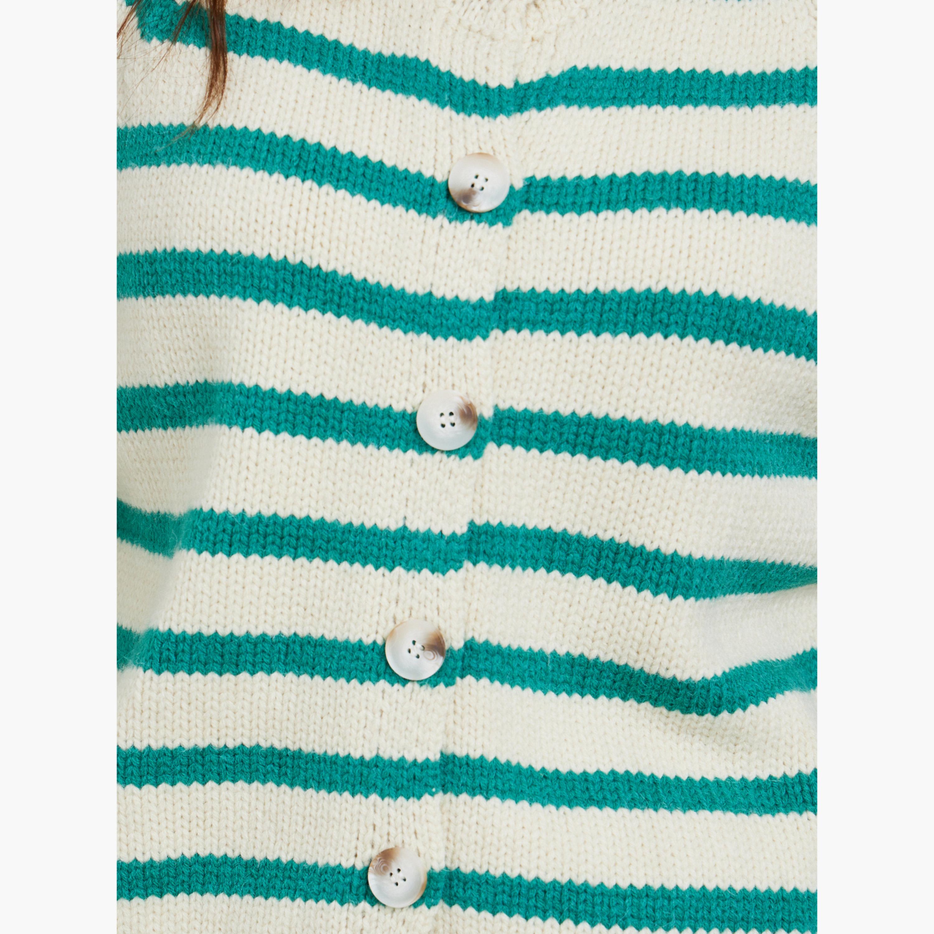 ستايلي - كارديغان محبوك مخطط بقصّة مريحة للنساء -women-winterwear-cardigansandjumpers-cardigans-image-5