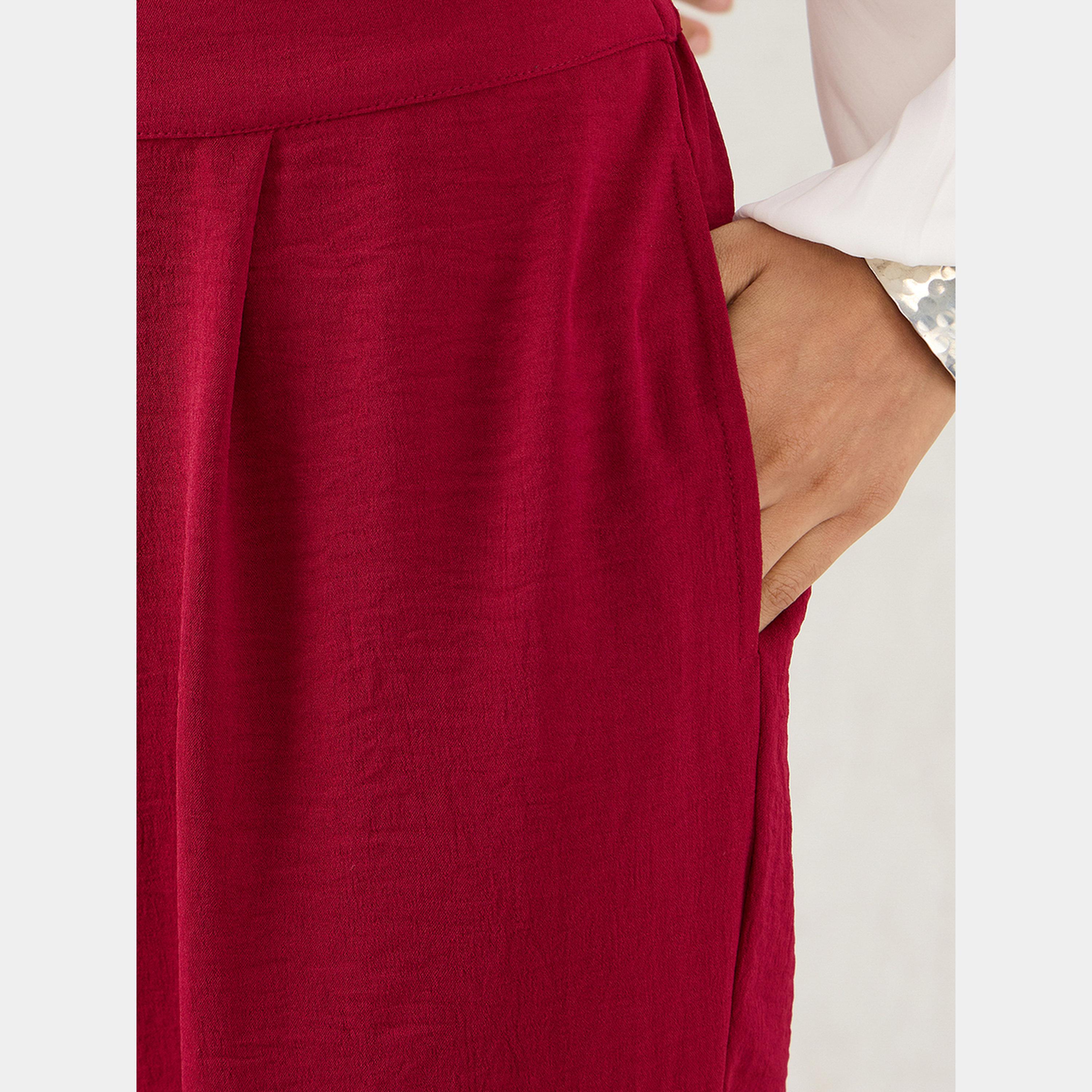 Femmella Maroon Open Collar Shirt and Trousers Co-ords-women-clothing-coordsets-image-4