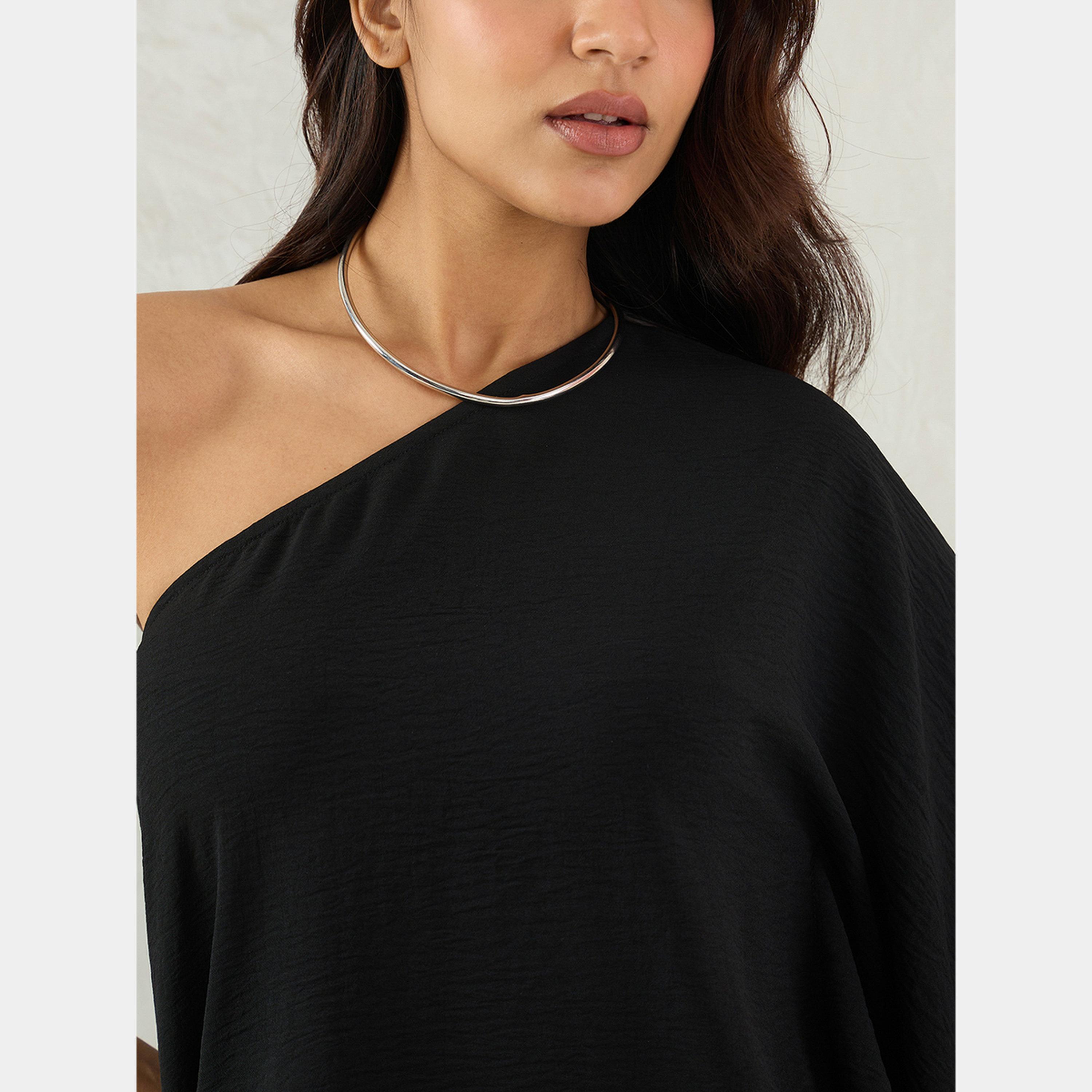 فيميلا - بلوزة سوداء بكتف واحد وبنطال-women-clothing-coordsets-image-6