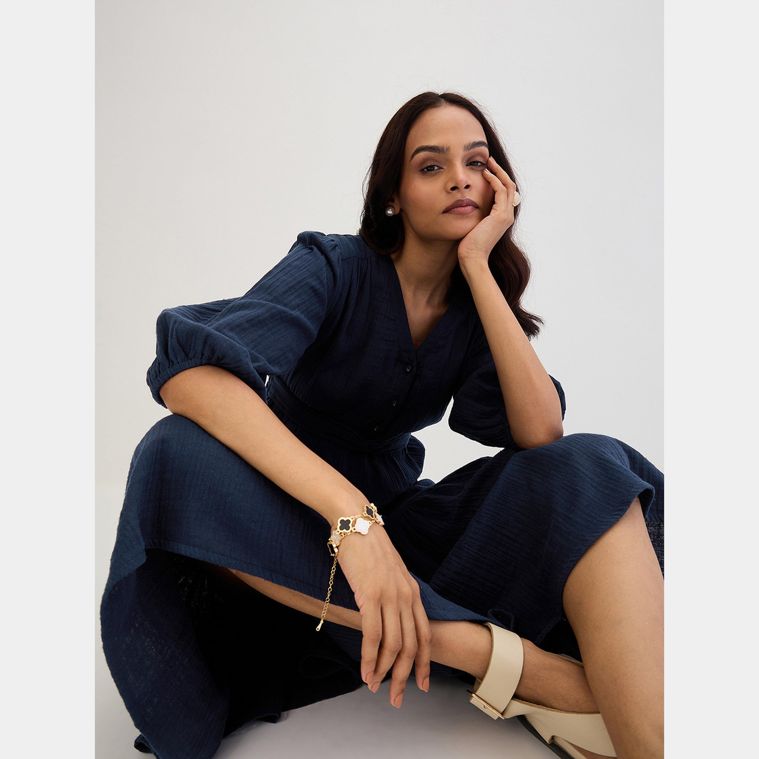 فستان ميدي قطني بتفصيلة عقدة أمامية-women-clothing-dresses-image-6