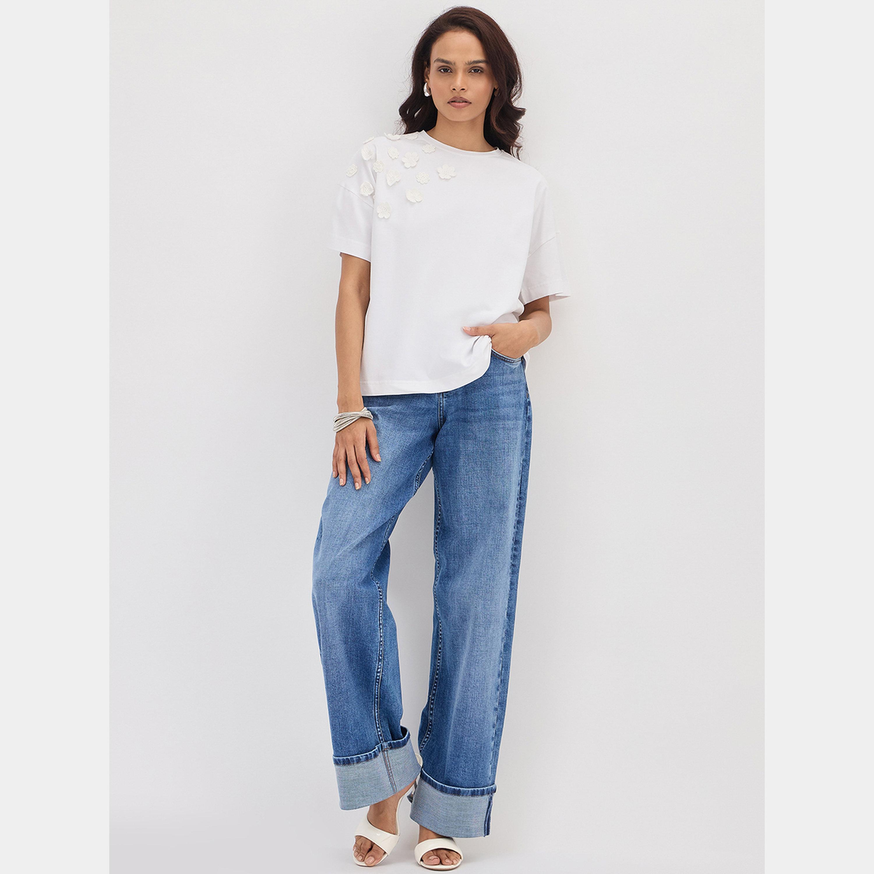 Femmella Blue Mid-Rise Wide Leg Jeans-women-clothing-bottoms-jeans-image-2