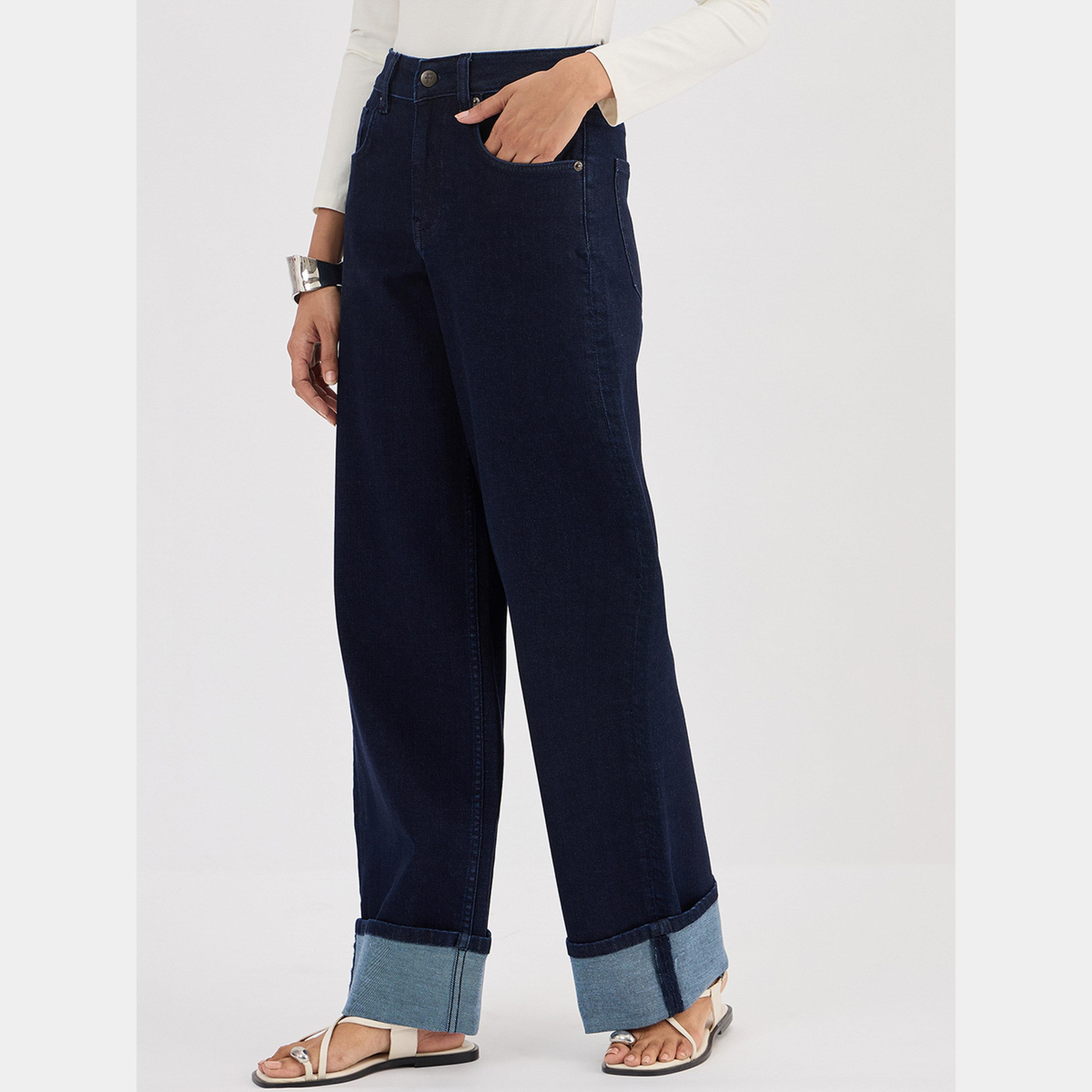 فيميلا - بنطال جينز واسع الساق لون أزرق داكن-women-clothing-bottoms-jeans-image-3