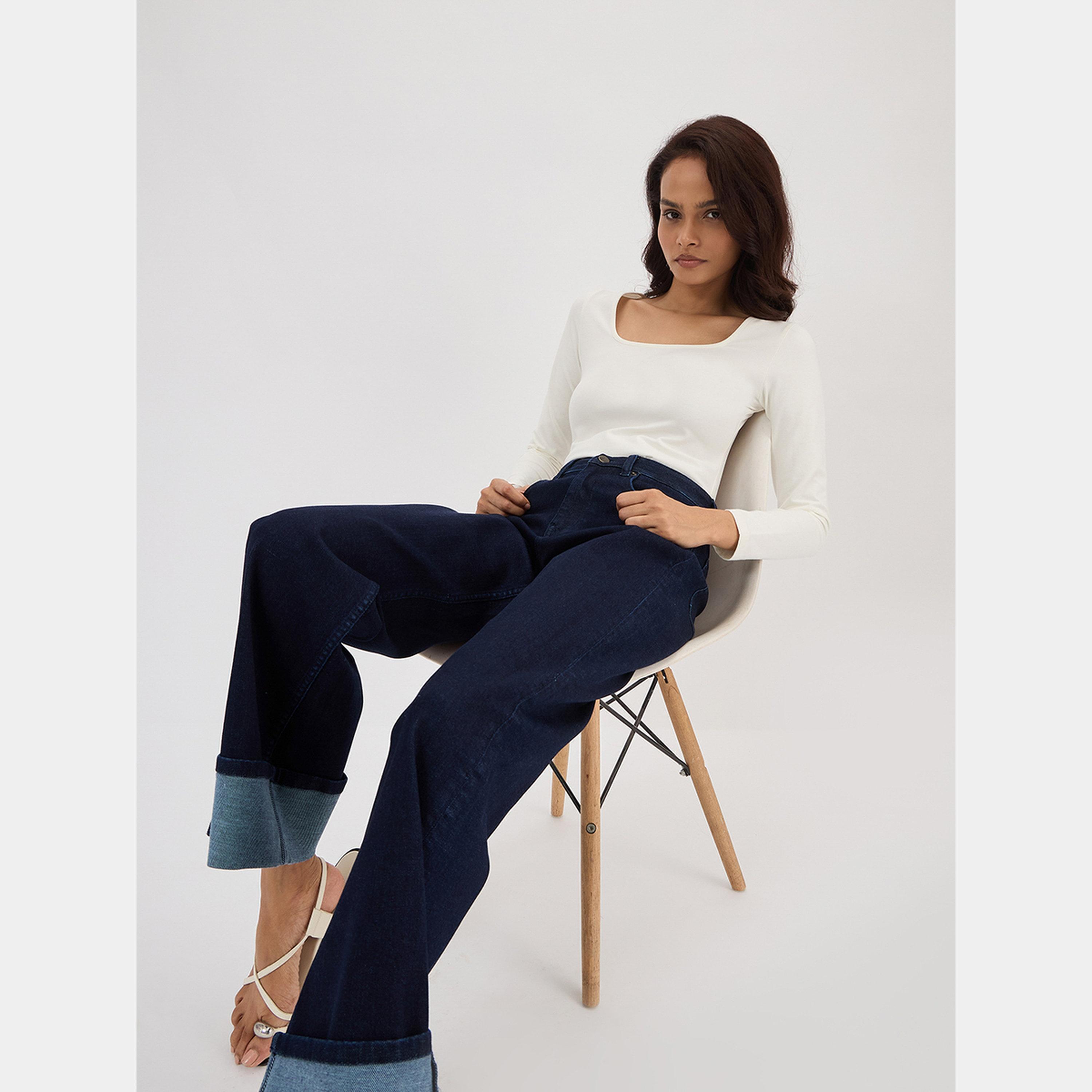 فيميلا - بنطال جينز واسع الساق لون أزرق داكن-women-clothing-bottoms-jeans-image-6