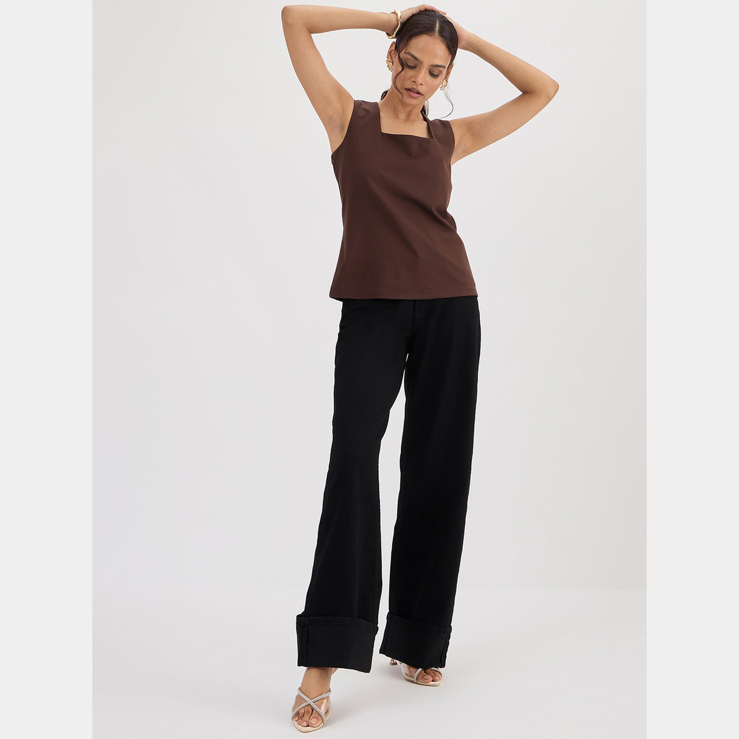 فيميلا - بنطال جينز أسود متوسط ​​الارتفاع وواسع الساق-women-clothing-bottoms-jeans-image-2