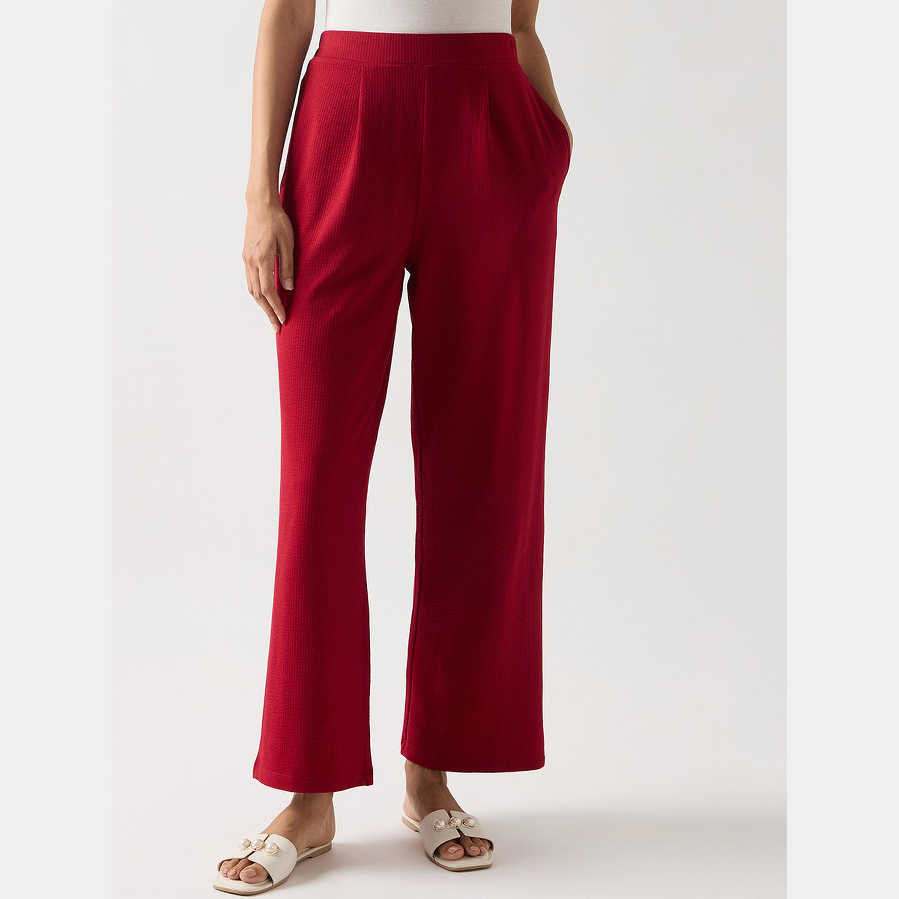 فيميلا - بنطال قطني أحمر بقصّة مستقيمة-women-clothing-bottoms-trousers-image-1