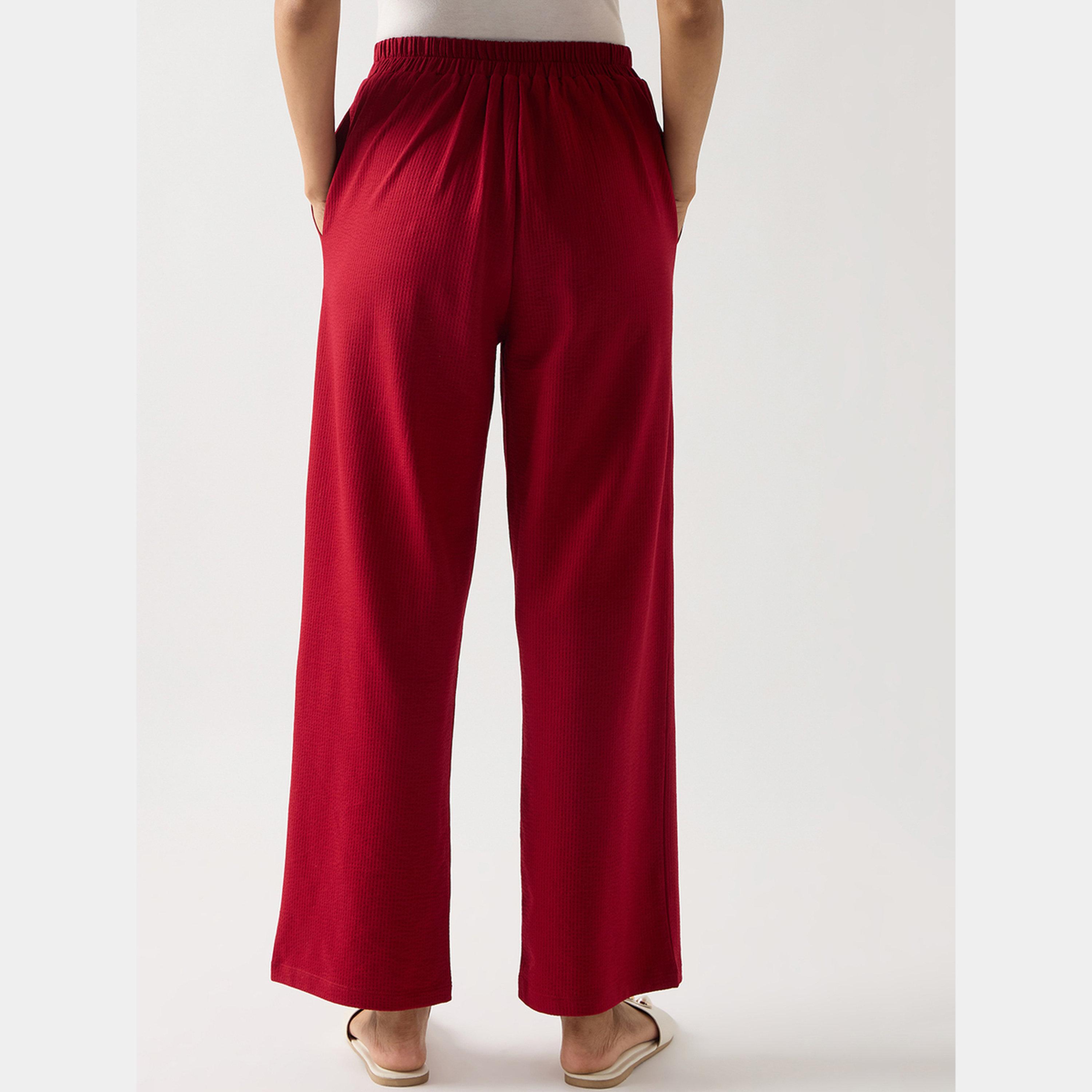 فيميلا - بنطال قطني أحمر بقصّة مستقيمة-women-clothing-bottoms-trousers-image-3
