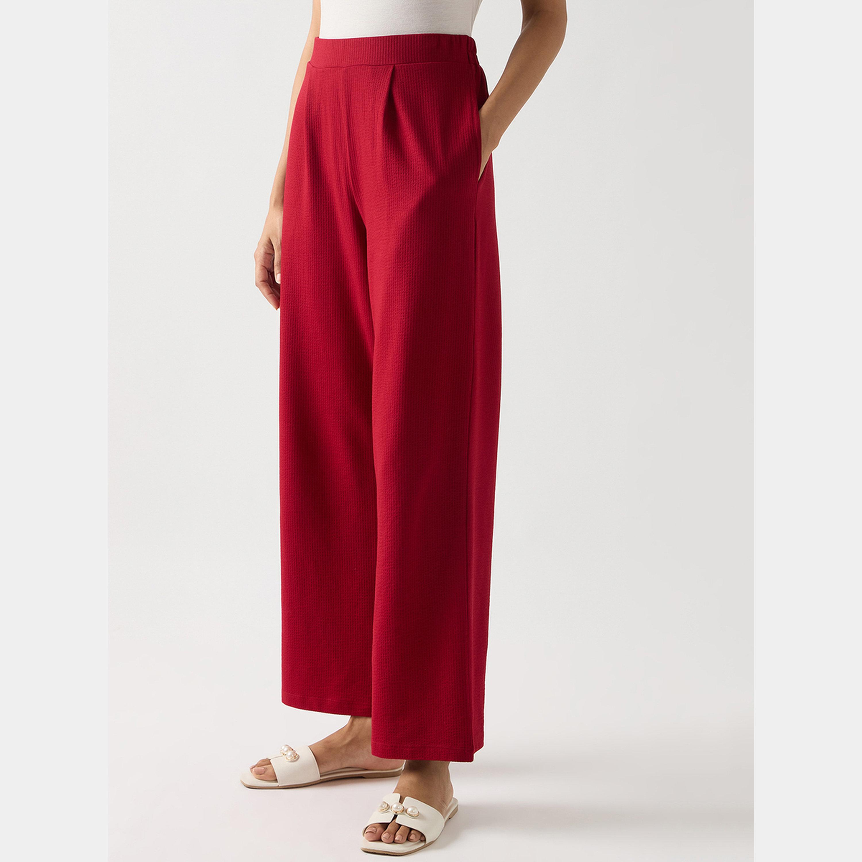 فيميلا - بنطال قطني أحمر بقصّة مستقيمة-women-clothing-bottoms-trousers-image-5