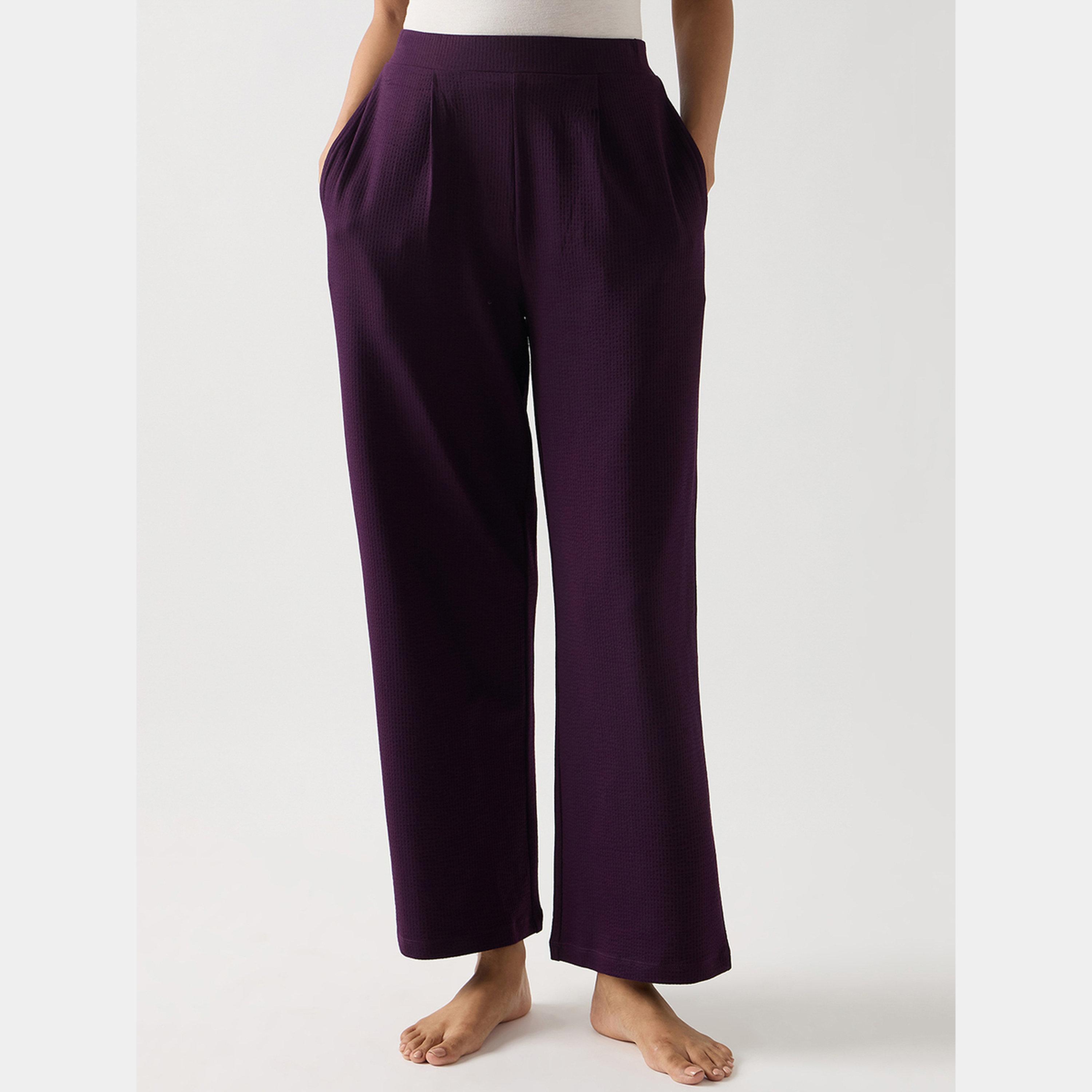 فيميلا - بنطال مستقيم من القطن البنفسجي-women-clothing-bottoms-trousers-image-1