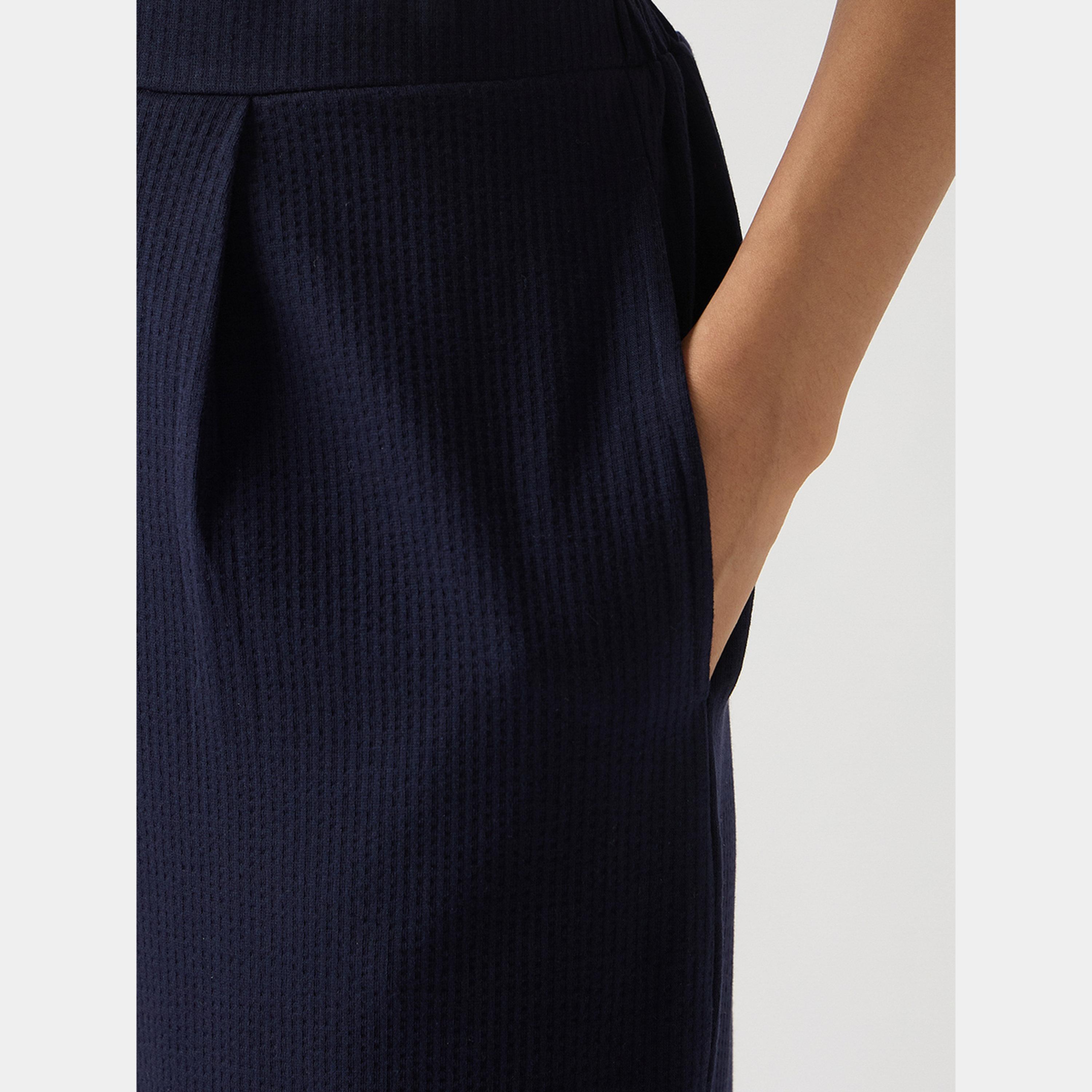 فيميلا - بنطال مستقيم من القطن المحبوك لون أزرق داكن-women-clothing-bottoms-trousers-image-6