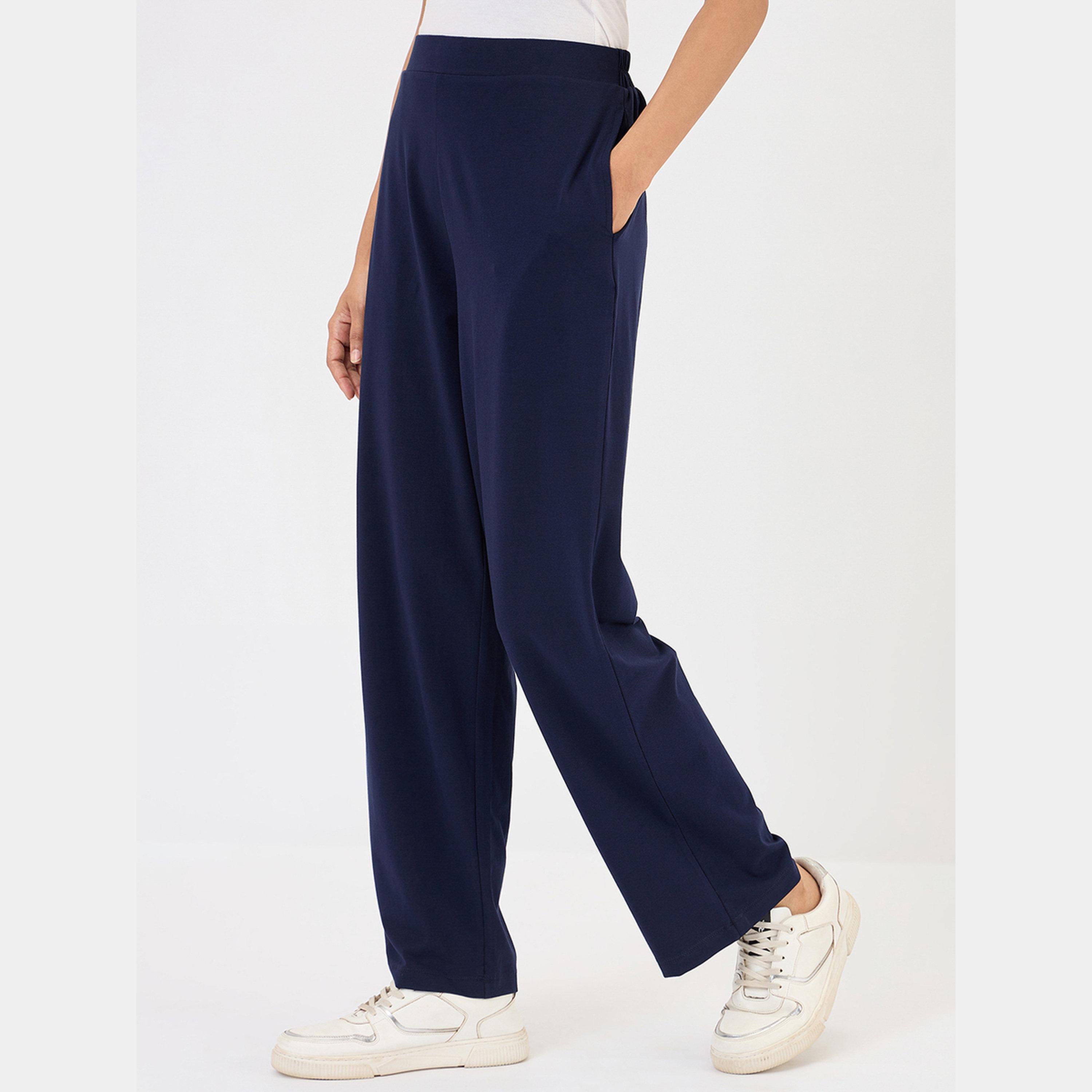 فيميلا - بنطال واسع الساق أزرق داكن-women-clothing-bottoms-trousers-image-3