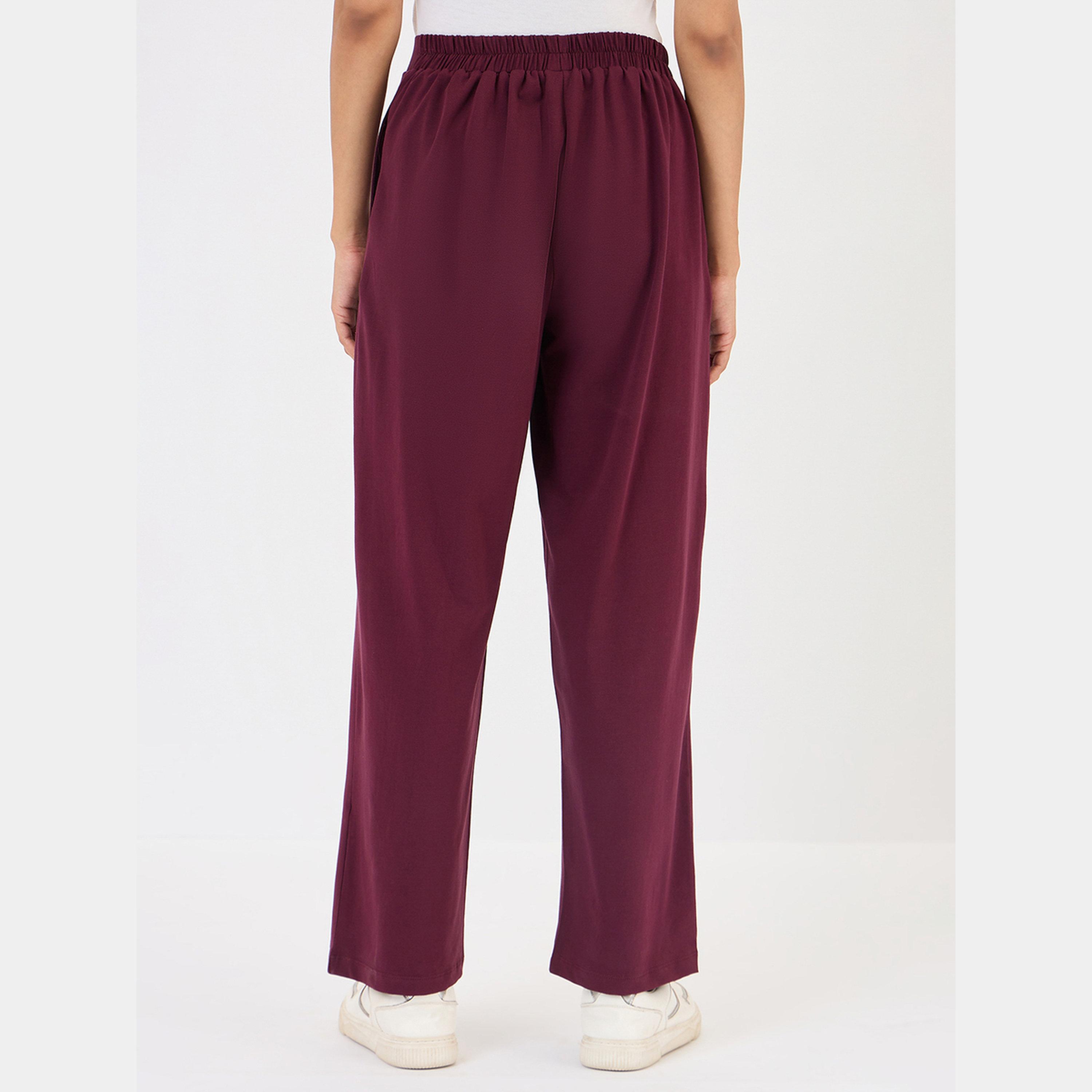 Femmella Burgundy Wide Leg Trousers-women-clothing-bottoms-trousers-image-3