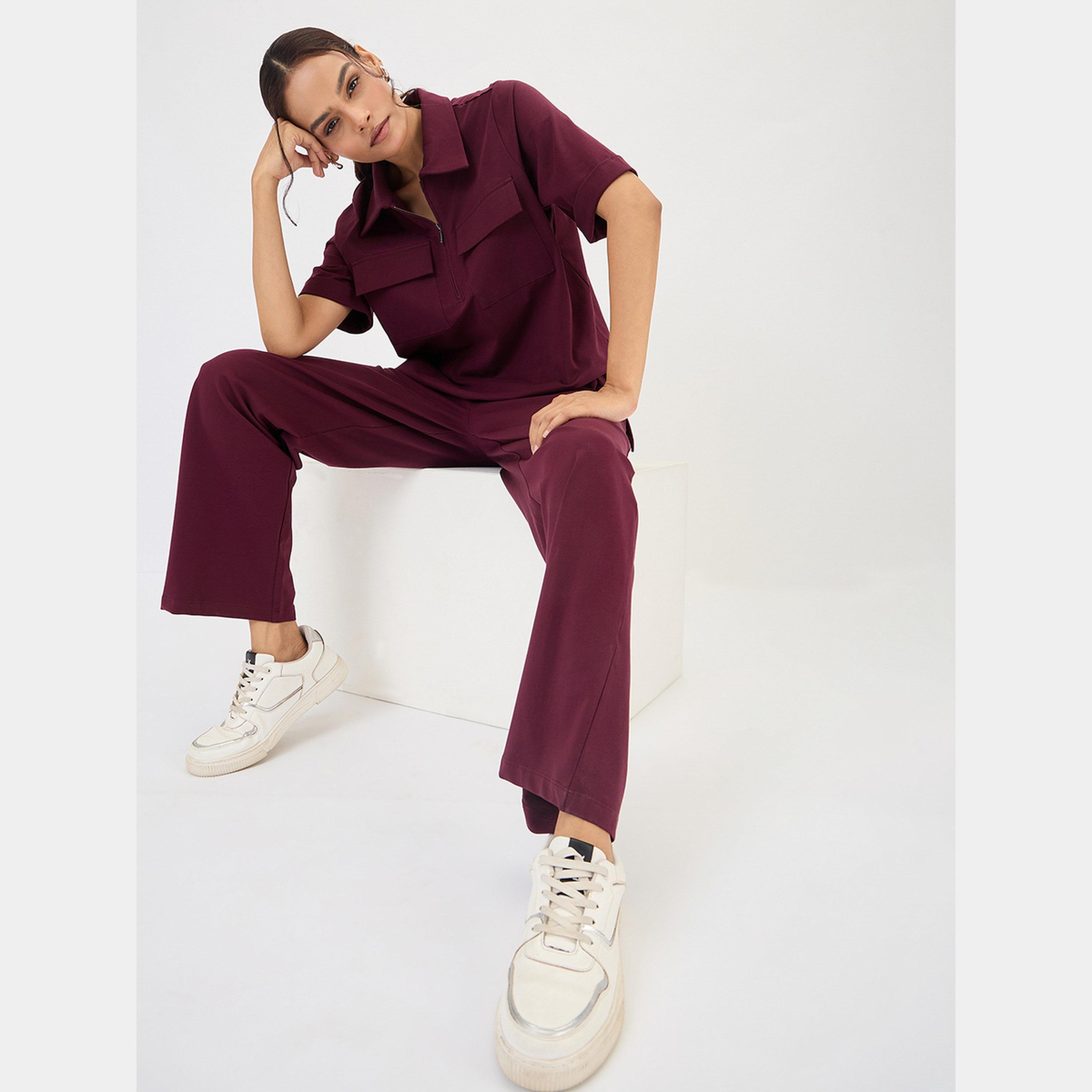 Femmella Burgundy Wide Leg Trousers-women-clothing-bottoms-trousers-image-4