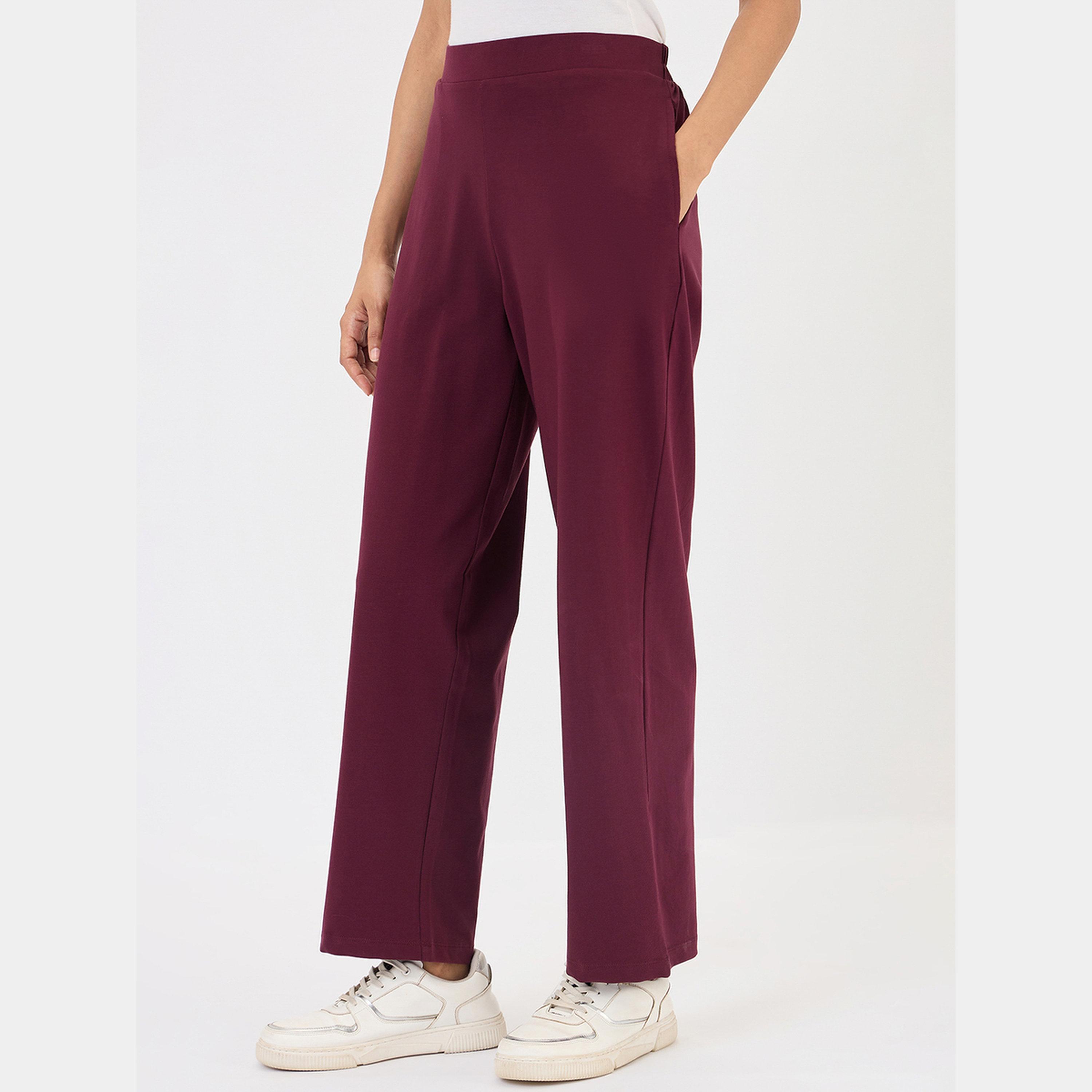 Femmella Burgundy Wide Leg Trousers-women-clothing-bottoms-trousers-image-5