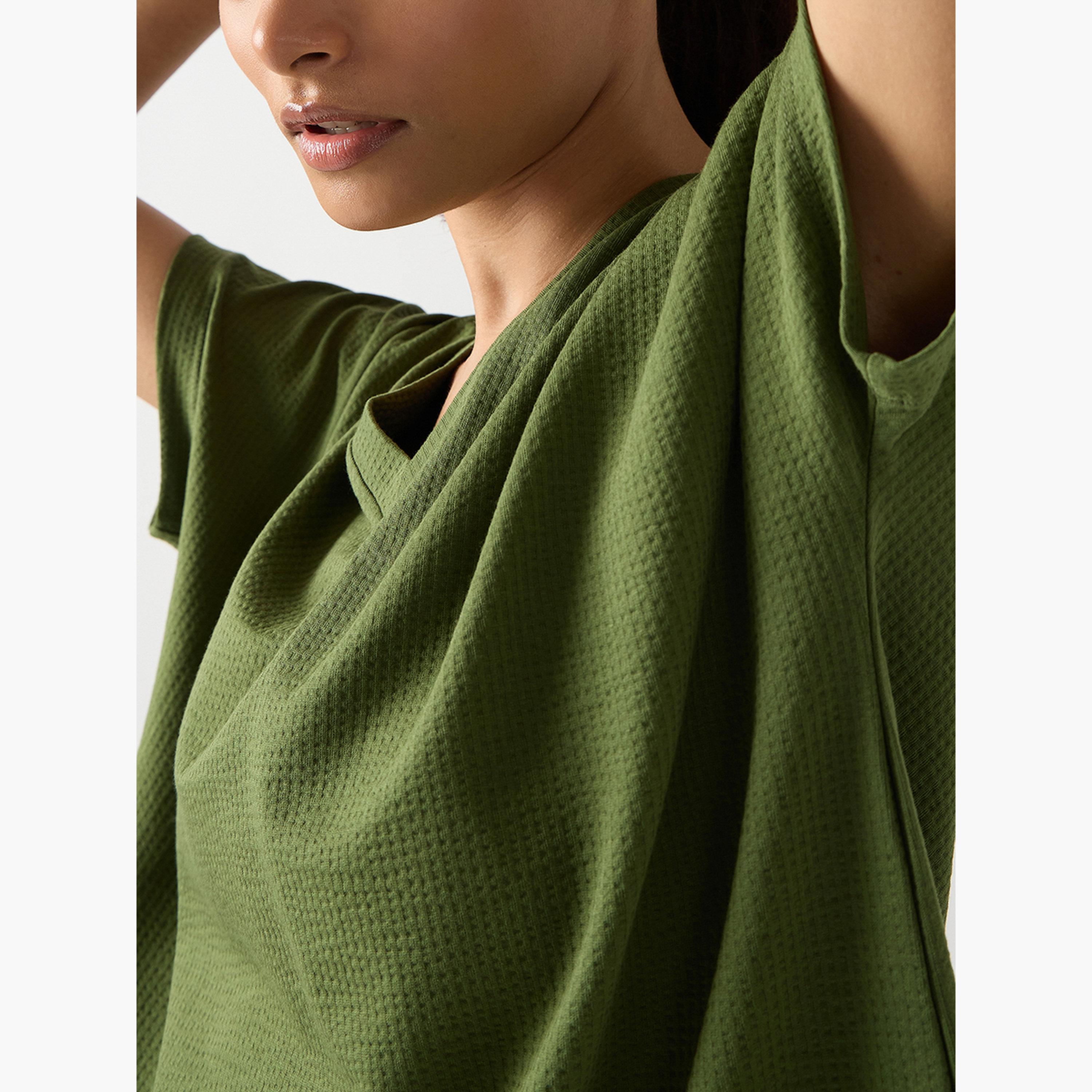 Femmella Green Cotton Short Sleeve Knit T-Shirt-women-clothing-tshirts-image-4