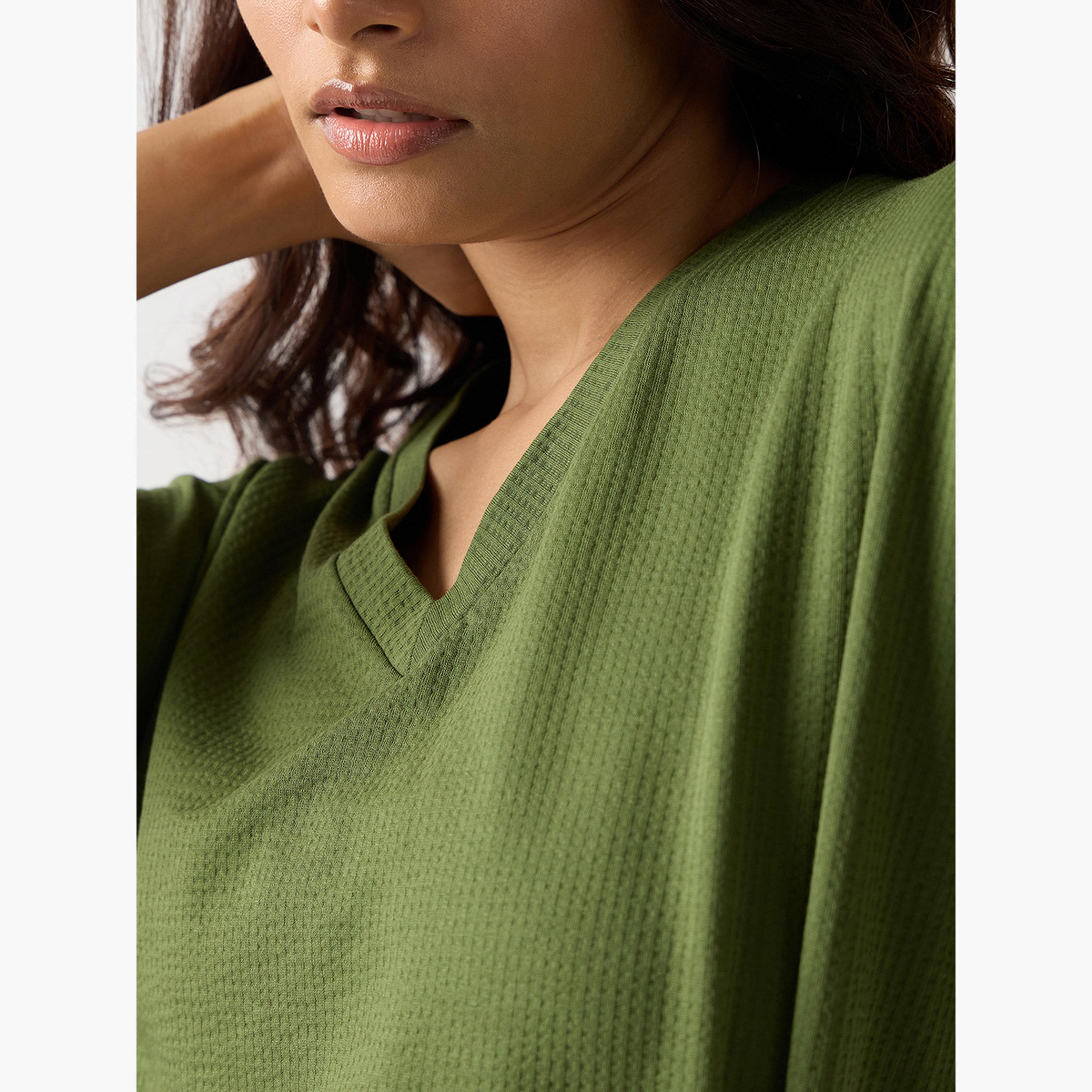 Femmella Green Cotton Short Sleeve Knit T-Shirt-women-clothing-tshirts-image-5