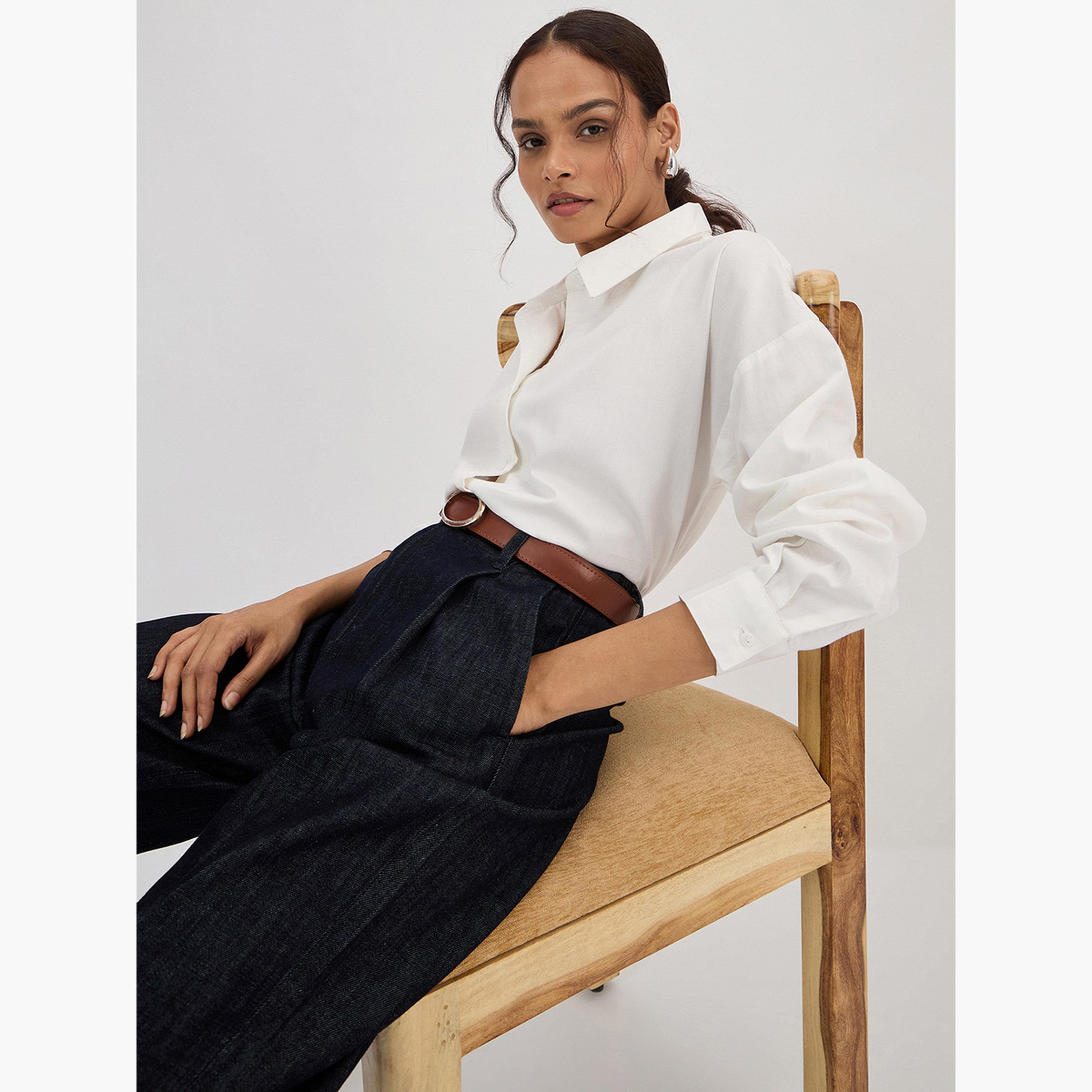 Femmella White Cotton Back Button Detailing Shirt-women-clothing-shirtsandblouses-shirts-image-3