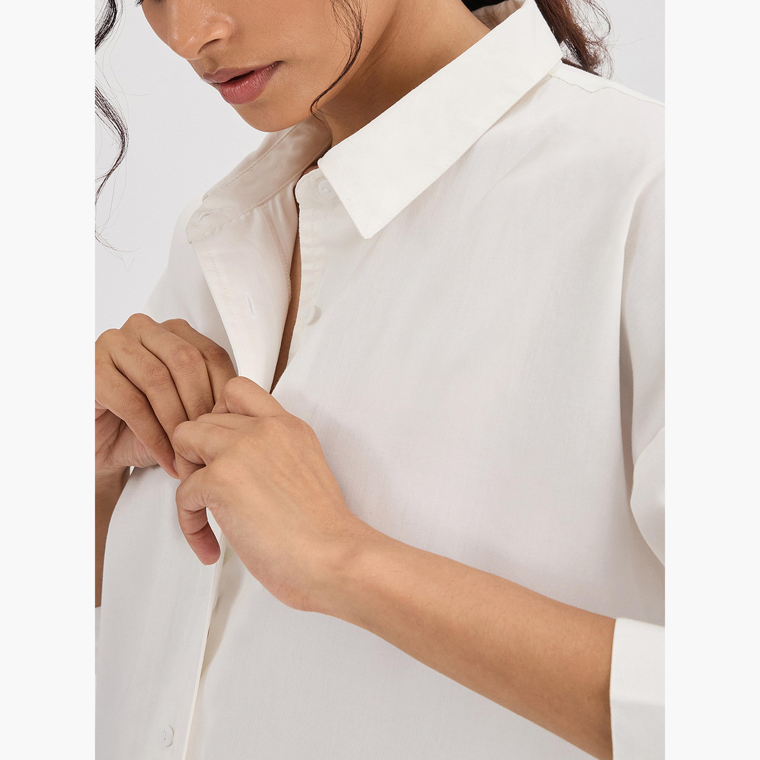 Femmella White Cotton Back Button Detailing Shirt-women-clothing-shirtsandblouses-shirts-image-5