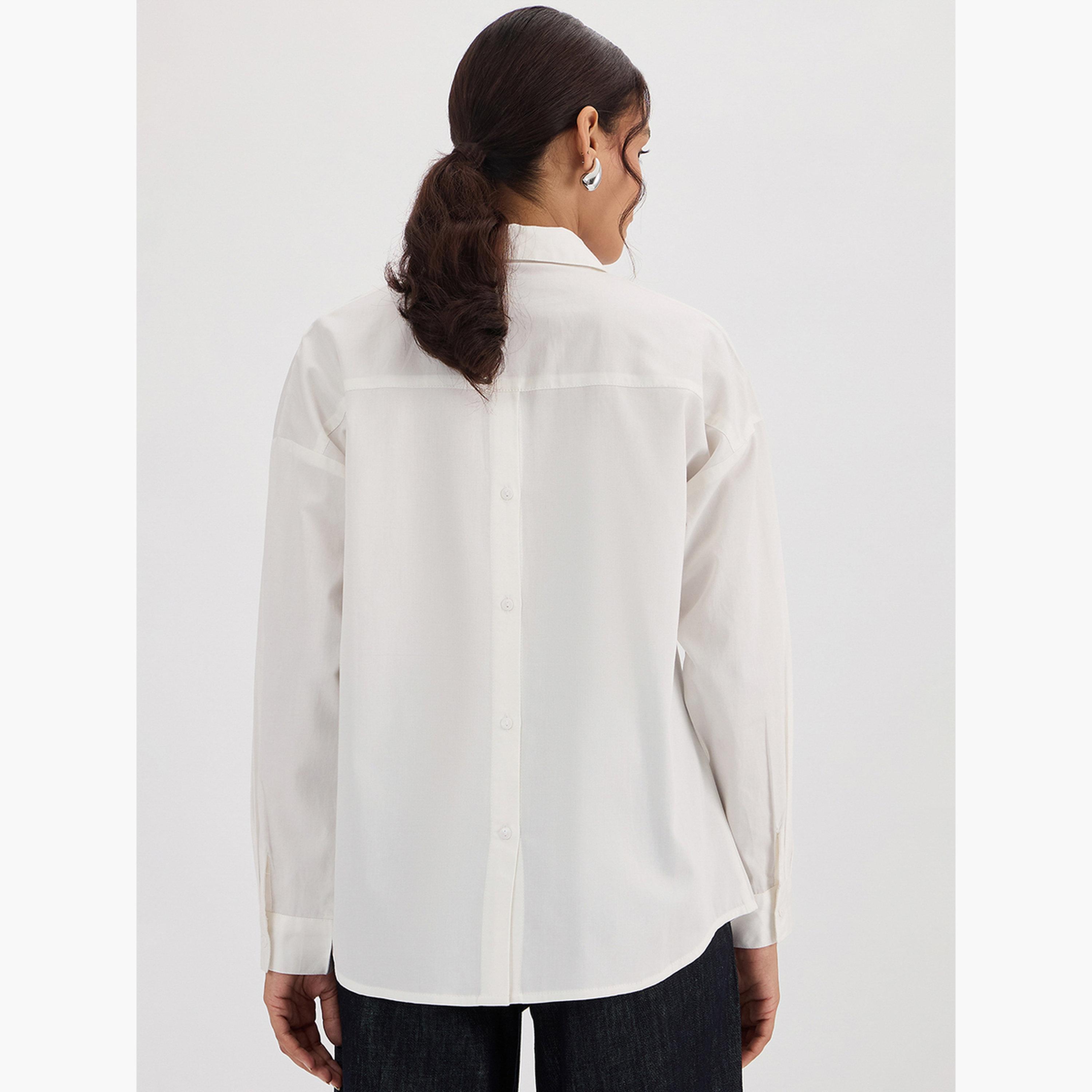 Femmella White Cotton Back Button Detailing Shirt-women-clothing-shirtsandblouses-shirts-image-6