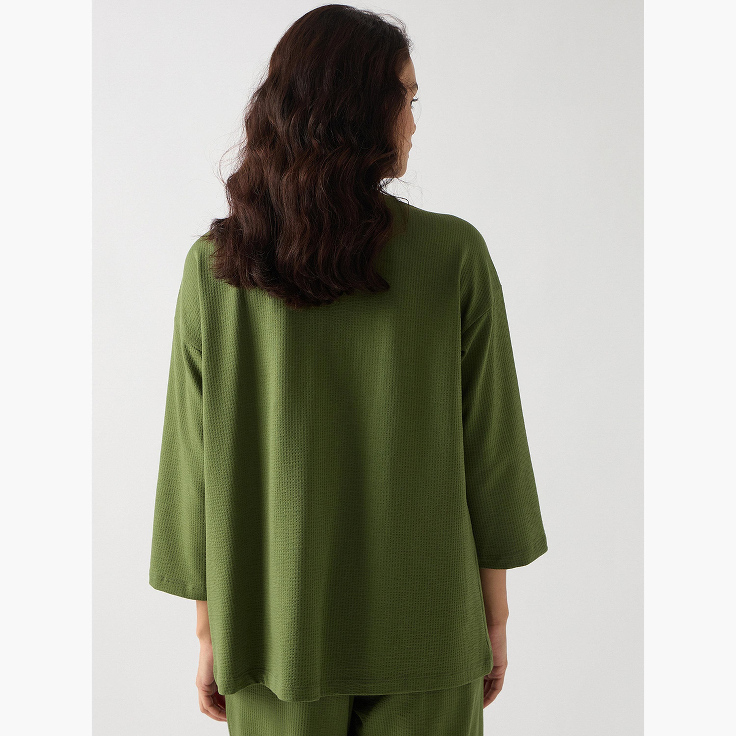 فيميلا - قميص أخضر من القطن المحبوك بأكمام طويلة-women-clothing-shirtsandblouses-shirts-image-6