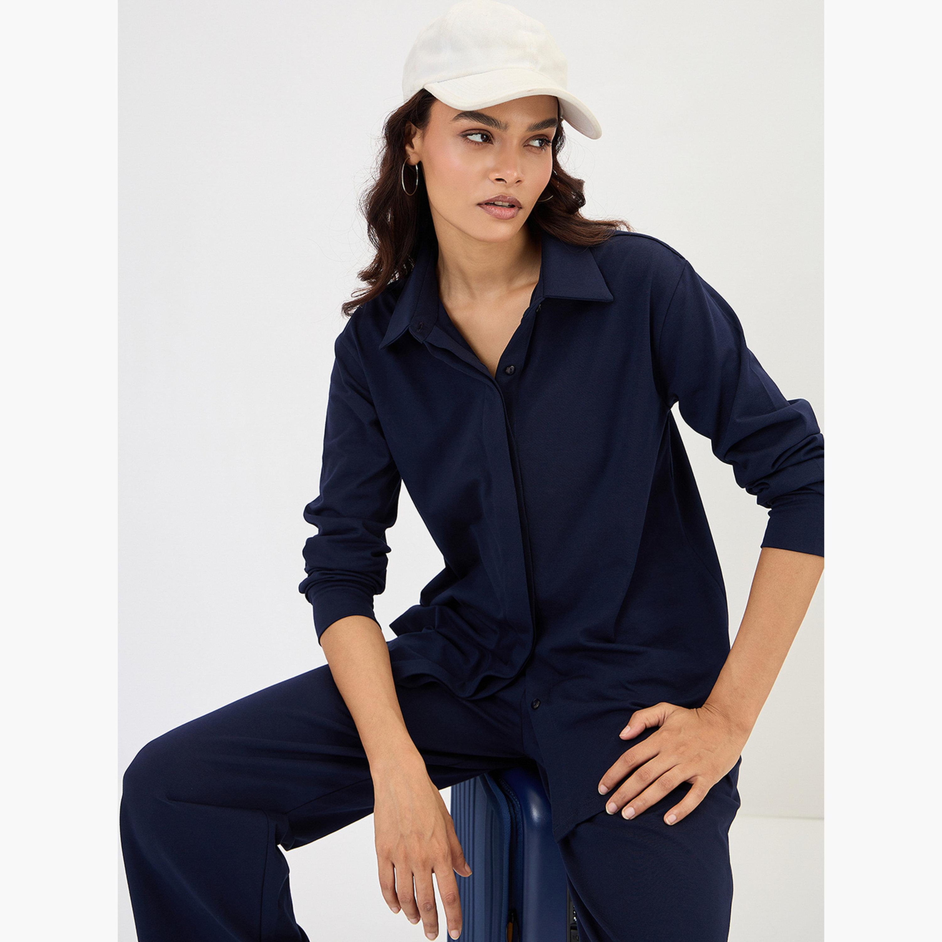 فيميلا - قميص أزرق داكن بأكمام طويلة-women-clothing-shirtsandblouses-shirts-image-4